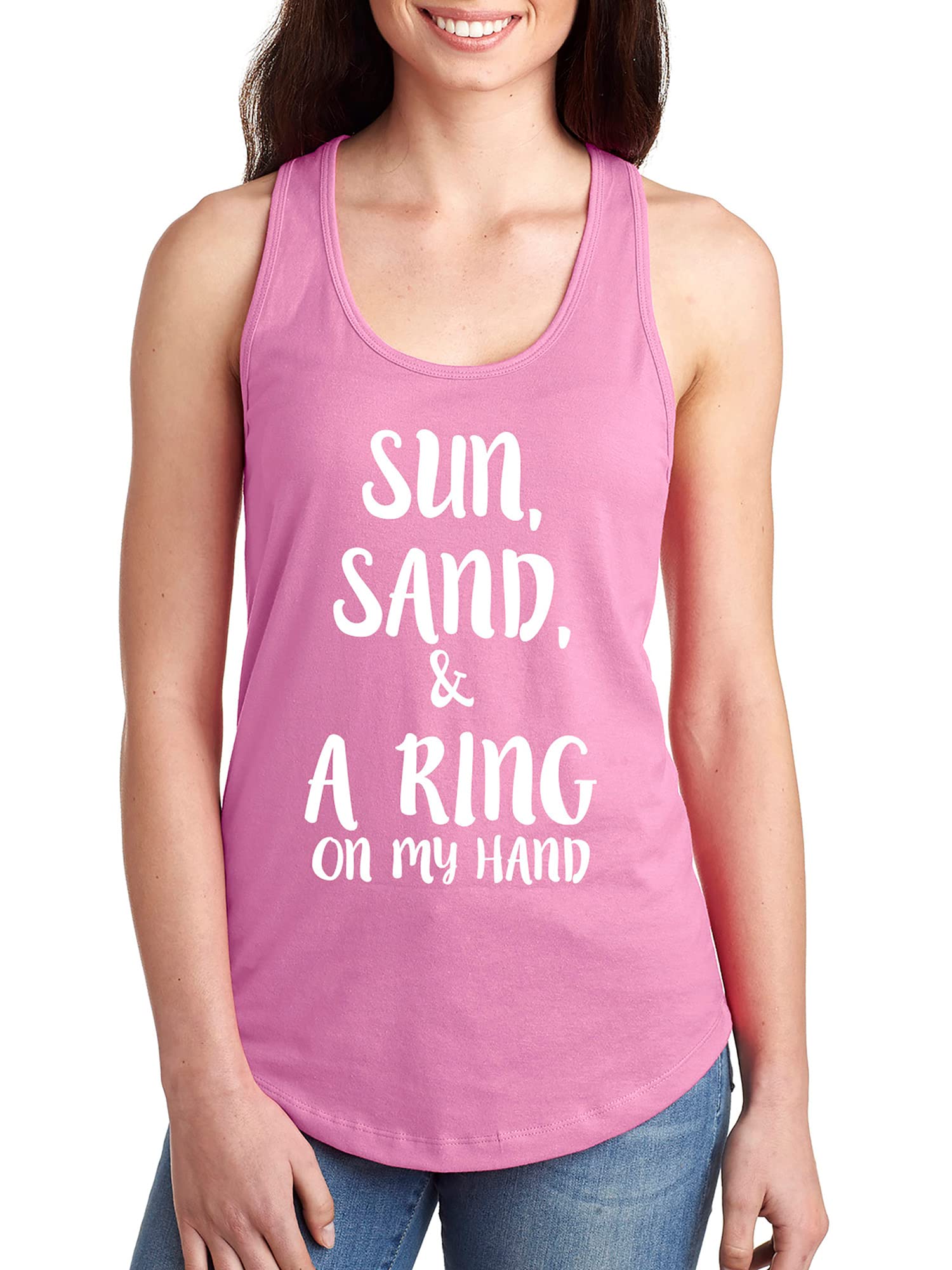 Sun, Sand & Ring Racerback Tank Top - Beach Wedding, Vacation & Summer Outfit for Women