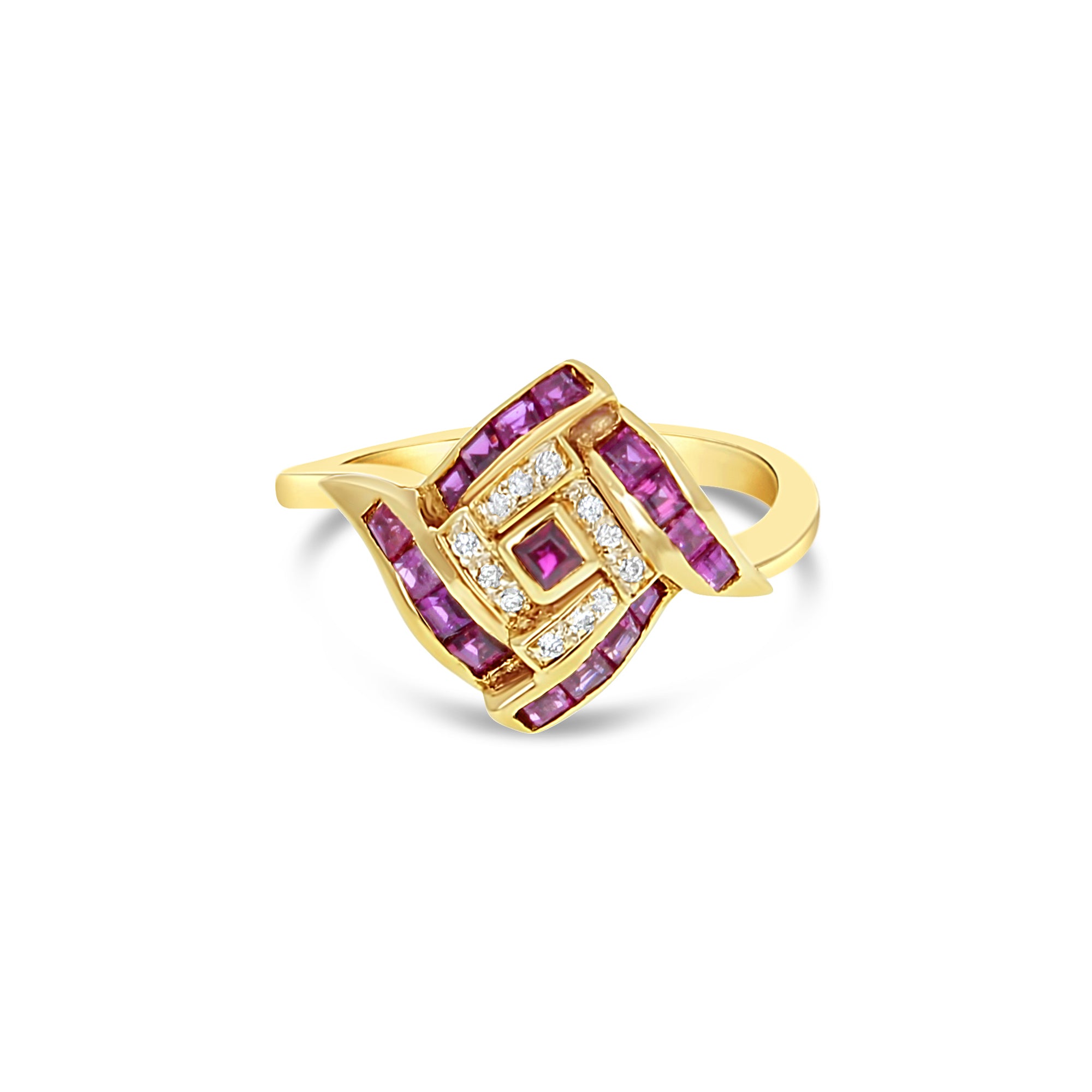 Exquisite 0.50ct Ruby & Diamond Cocktail Ring in 14K Yellow Gold - Perfect for Evening Parties, Weddings & Special Occasions
