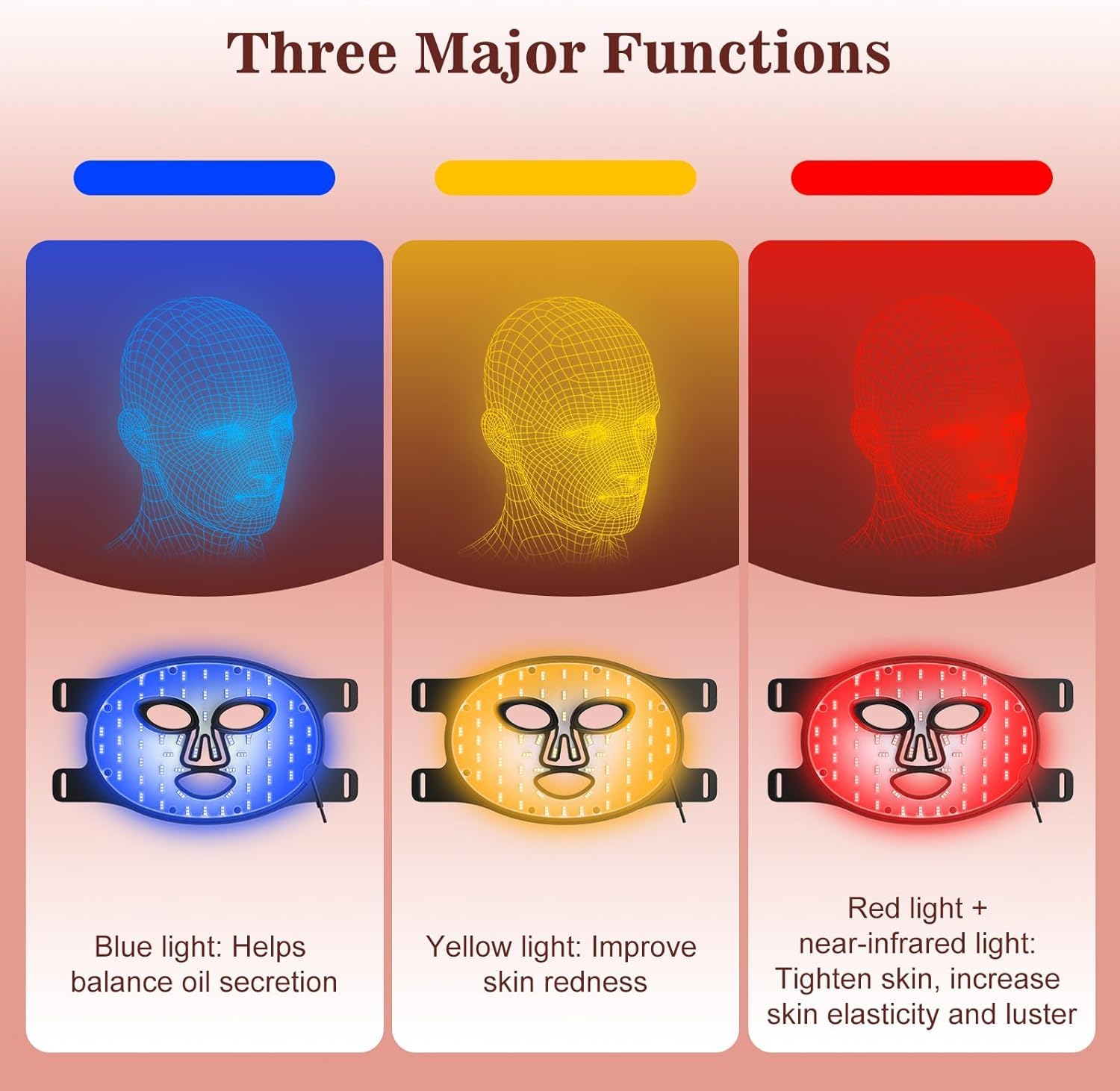 Red Light Therapy Mask for Face - 3 Modes Portable LED Light Therapy Device with Remote Control, Near-Infrared 850nm & 180 LED Beads for Anti-Aging & Skin Rejuvenation | Perfect for Home Use, Acne Treatment & Relaxation