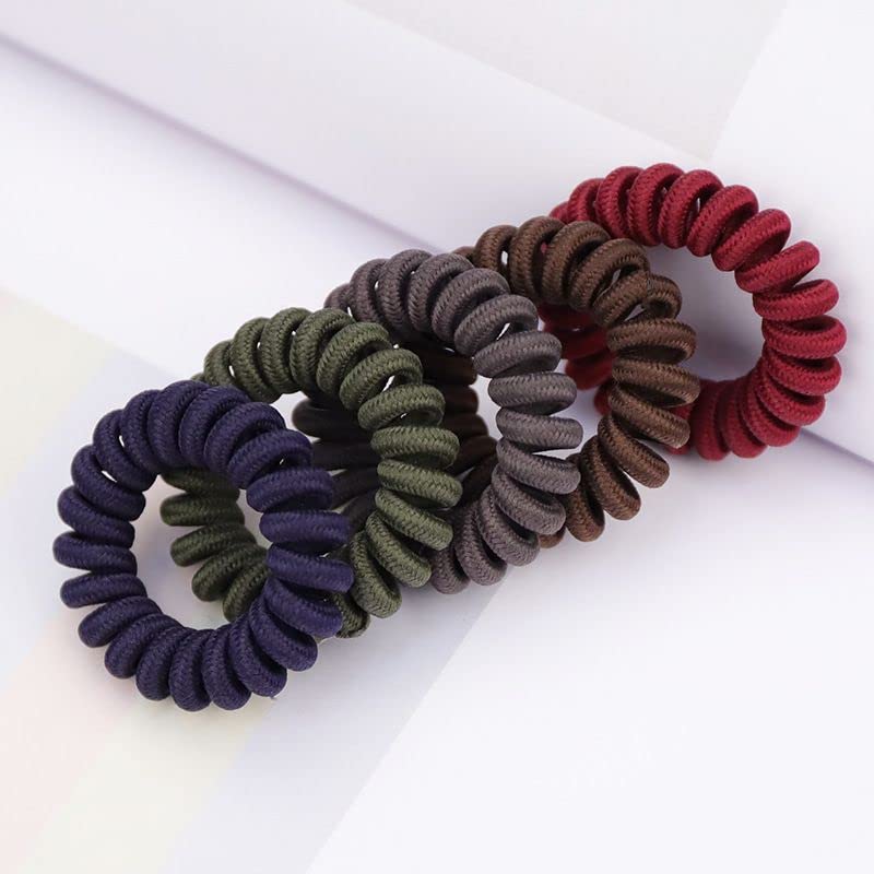 Spiral Hair Ties 10Pcs - No Crease Ponytail Holders for Thick Hair | Women's Phone Cord Hair Ties for Workout & Daily Use