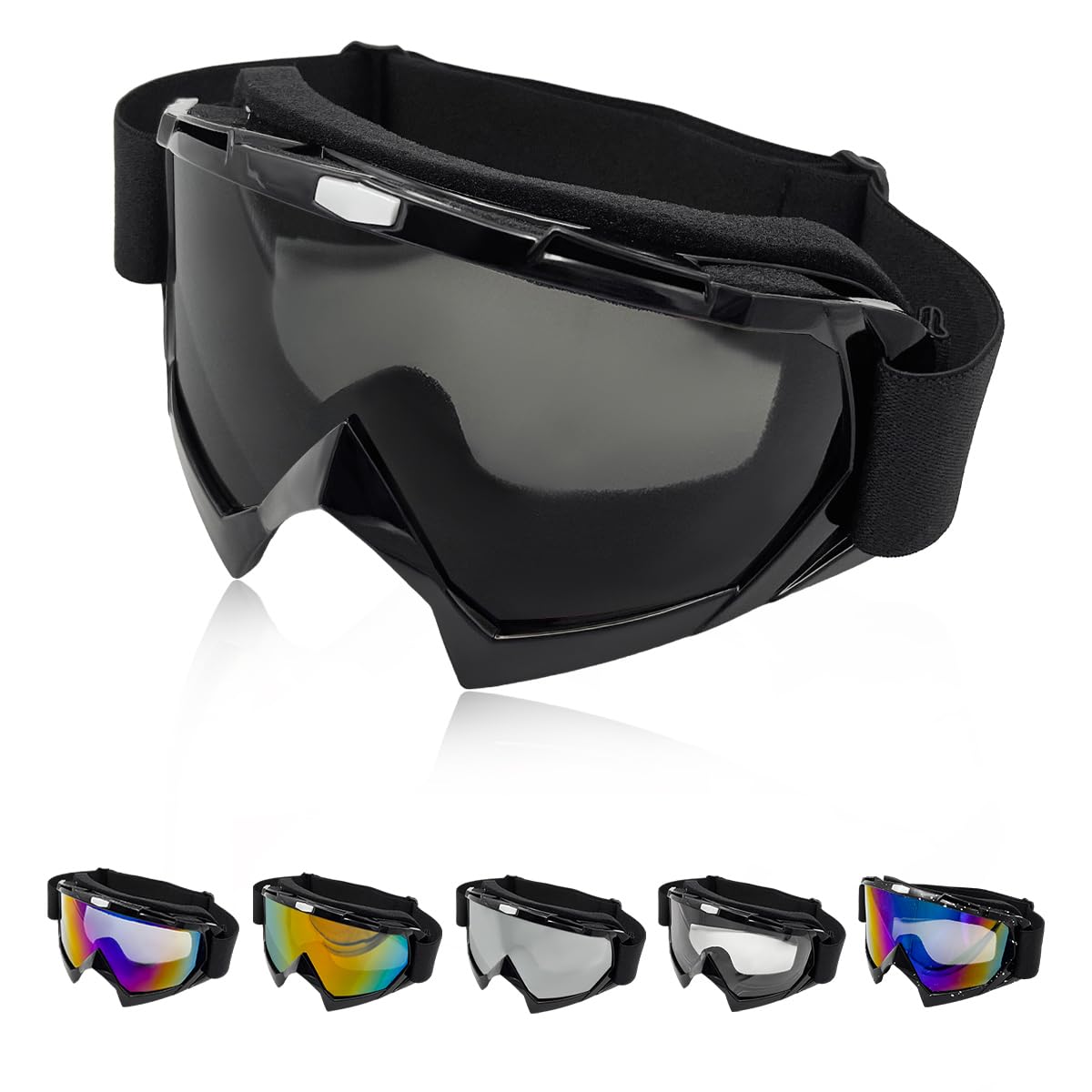 Dirt Bike Goggles for Men & Women - Windproof Dustproof ATV Motorcycle Ski Racing Goggles with UV Protection - Perfect for Off-Roading, Motocross & Snow Sports (Gray)