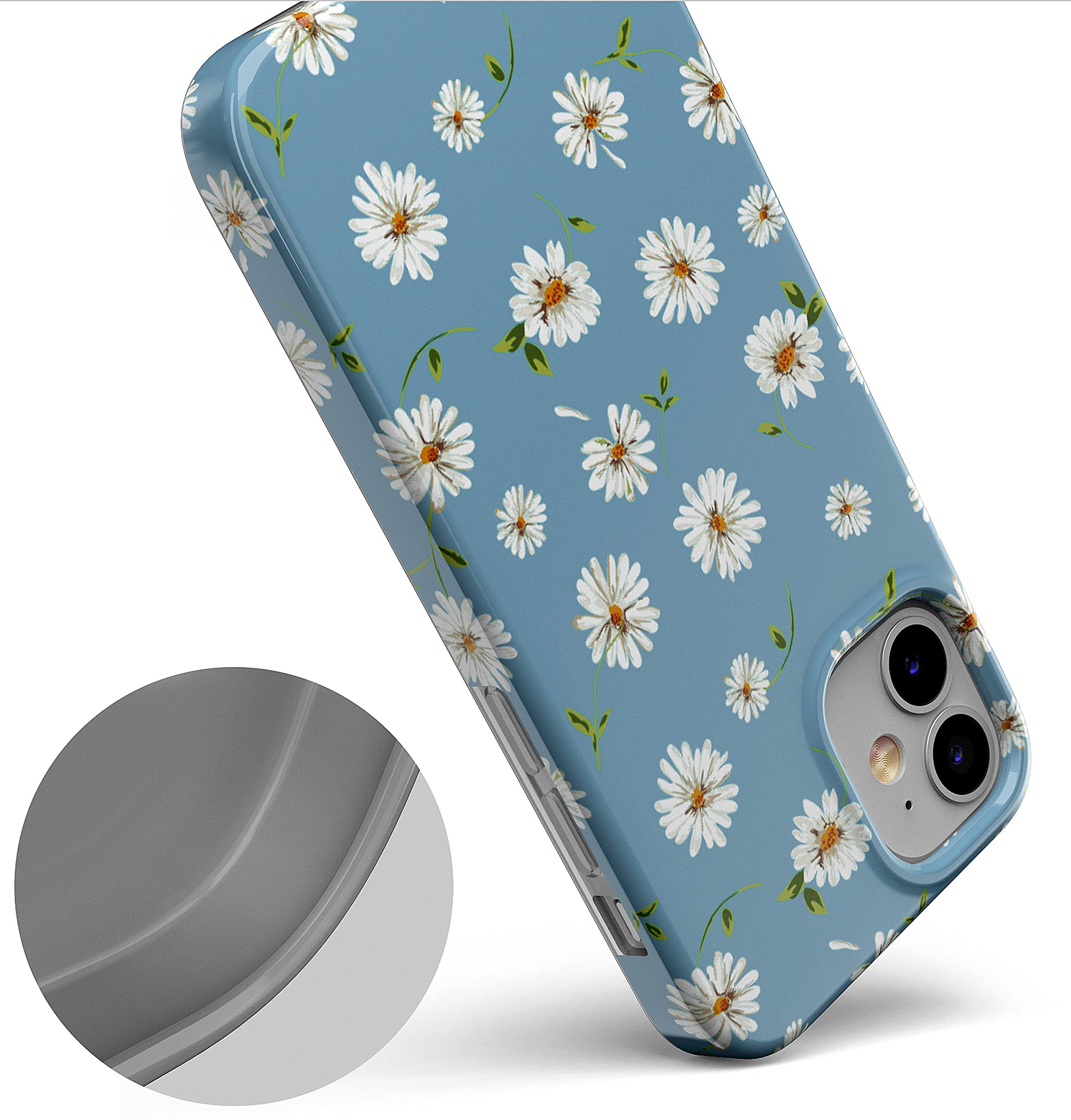 Casely iPhone 11 Case - Daisy Daydream Baby Blue Floral Hard Shell Protective Cover | Slim Shockproof Phone Case for Women & Girls | Perfect for Everyday Use, Work & Travel