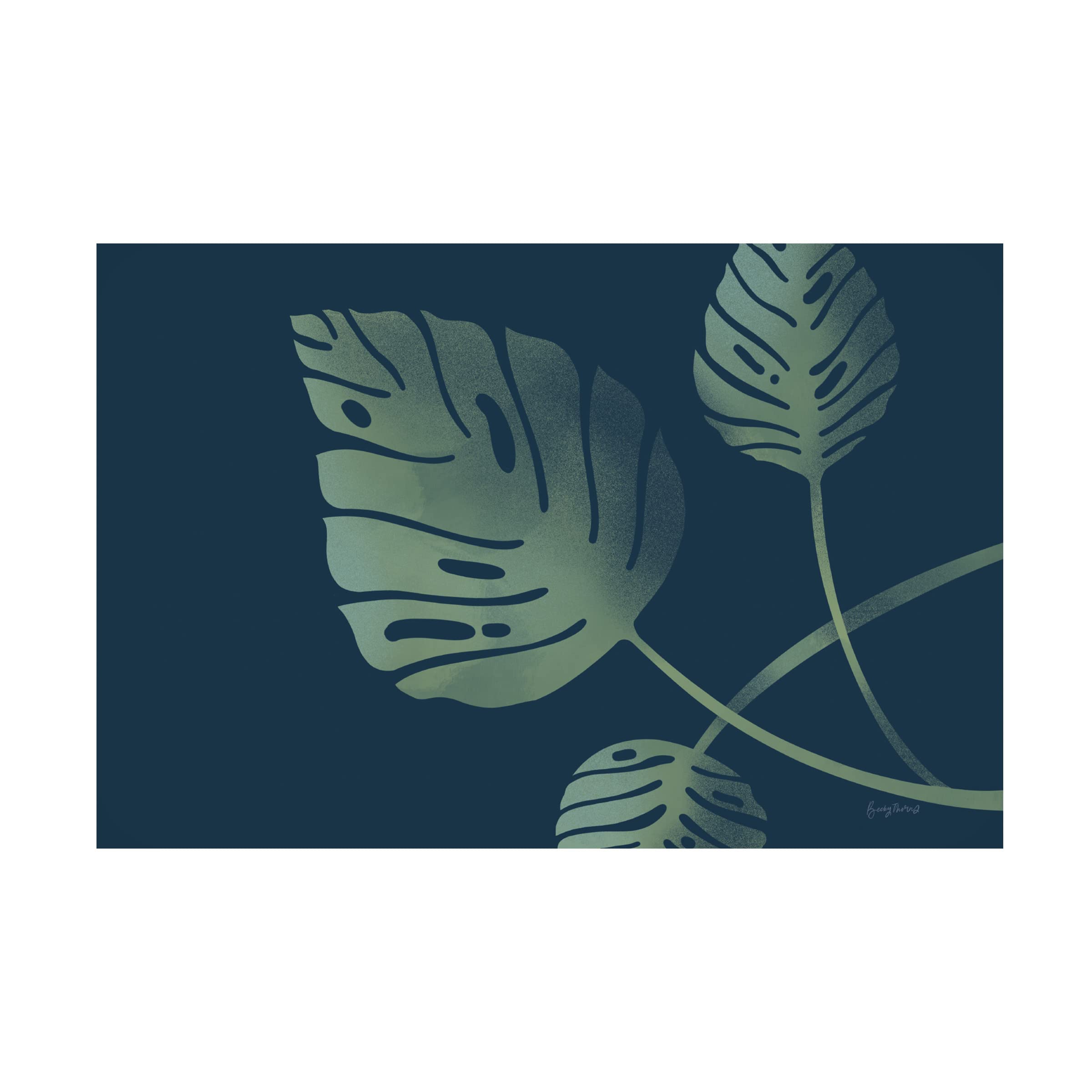 Trademark Fine Art 'Monstera V' Canvas Wall Art Print by Becky Thorns - Tropical Leaf Botanical Decor for Living Room, Bedroom & Office