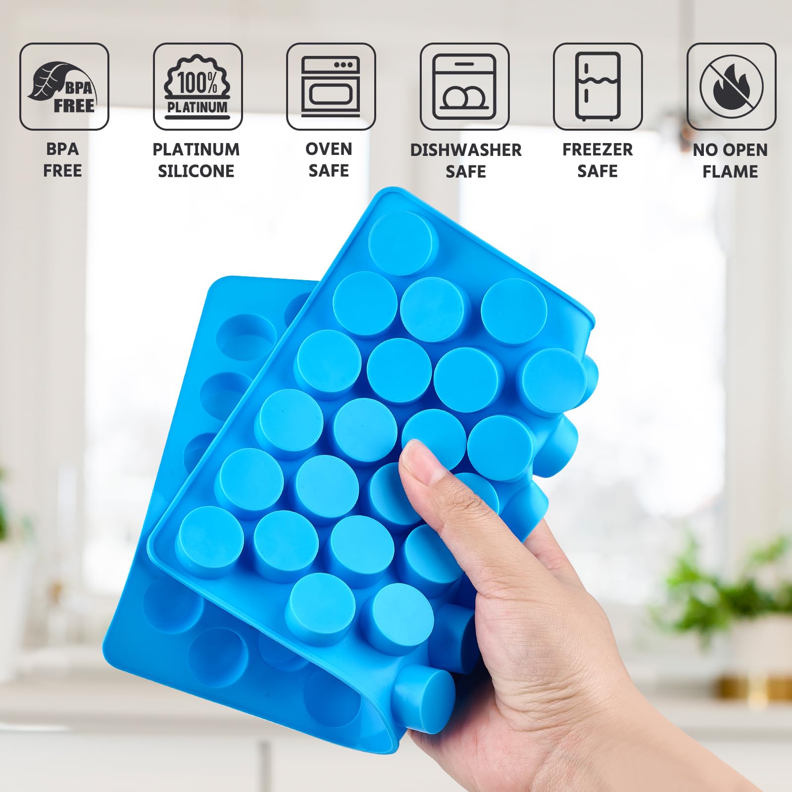 4 PCS Silicone Gummy Candy Molds - 55 Cavities Non-Stick Round Molds for Hard Candies, Chocolates, Caramels, Jello & Fruit Snacks - Perfect for DIY Candy Making, Baking, Party Favors & Holiday Treats