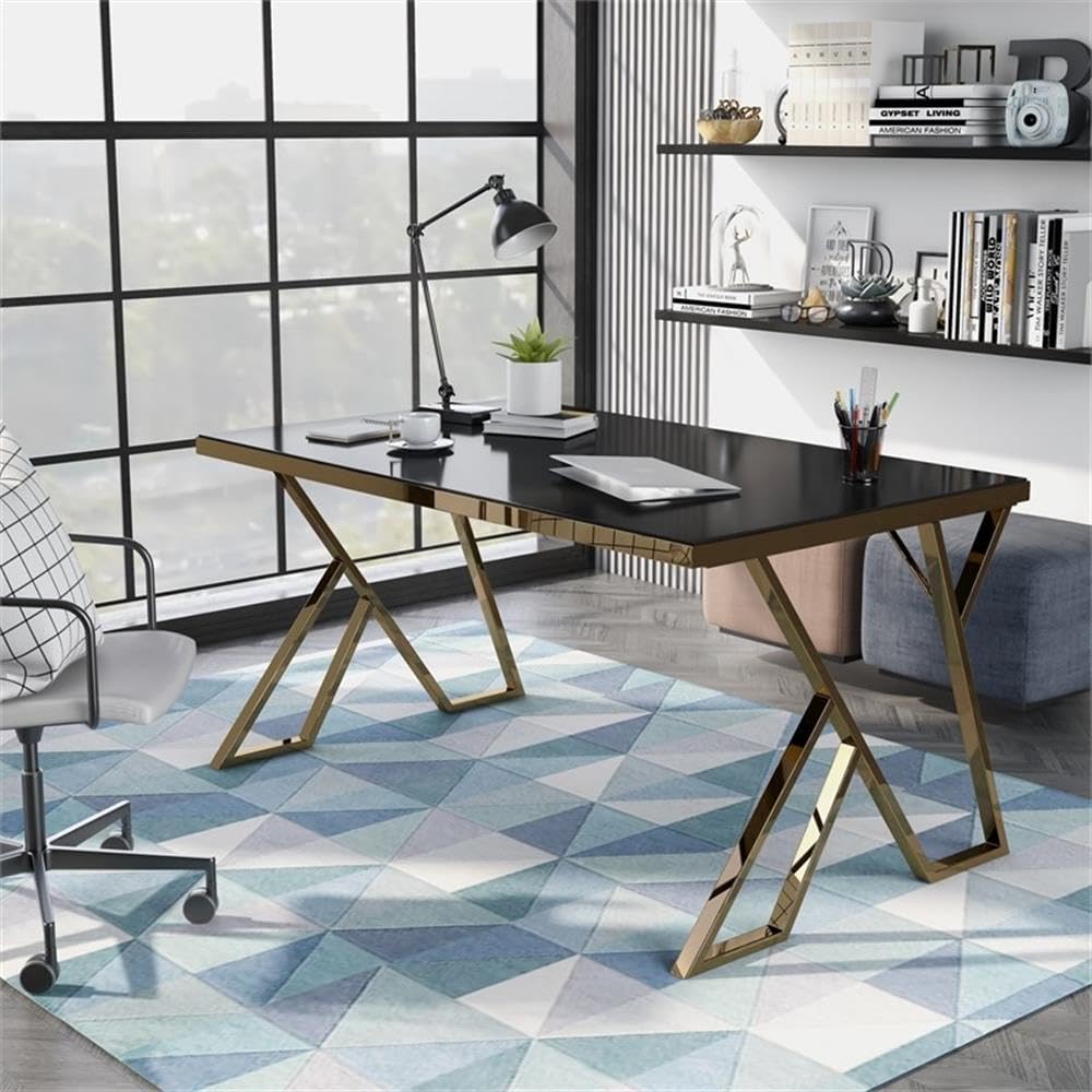 Egala Contemporary Black Glass Top Dining Table - Modern 4-6 Seater Kitchen Table for Small Spaces - Perfect for Apartments, Dining Rooms & Open Floor Plans
