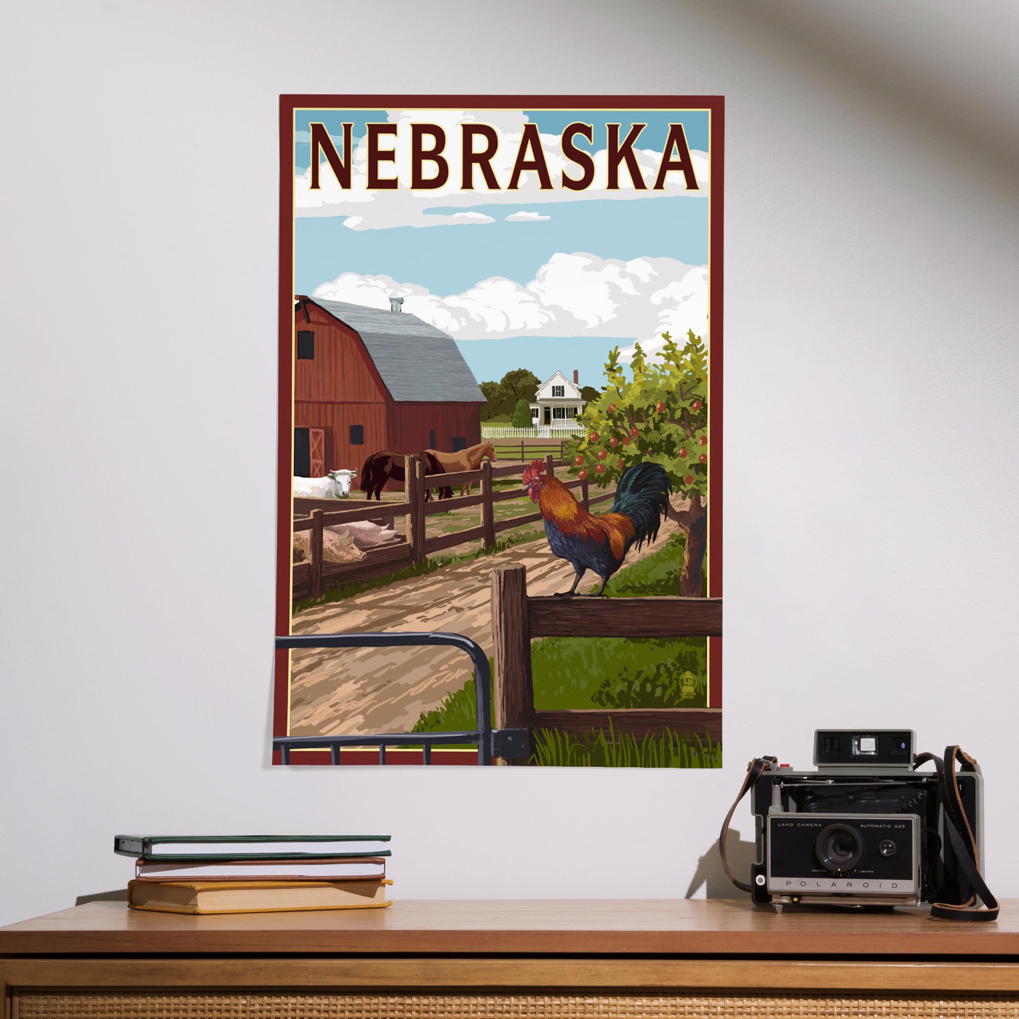 Lantern Press 16x24 Inch Giclee Art Print - Nebraska Barnyard Scene Wall Decor | Perfect for Farmhouse, Country Style & Rustic Home Decor
