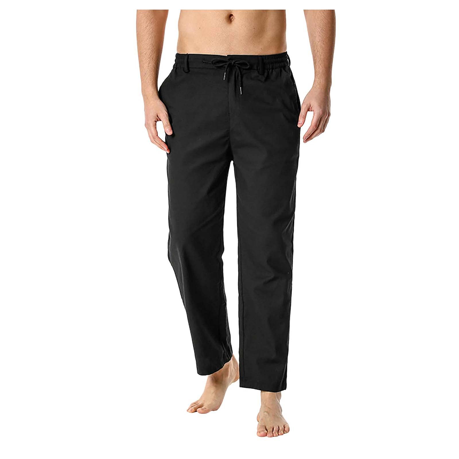 **Men's Cotton-Linen Loose Casual Pants - Elastic Waist, Lightweight, Quick-Dry Joggers for Home, Sports & Outdoor Activities**
