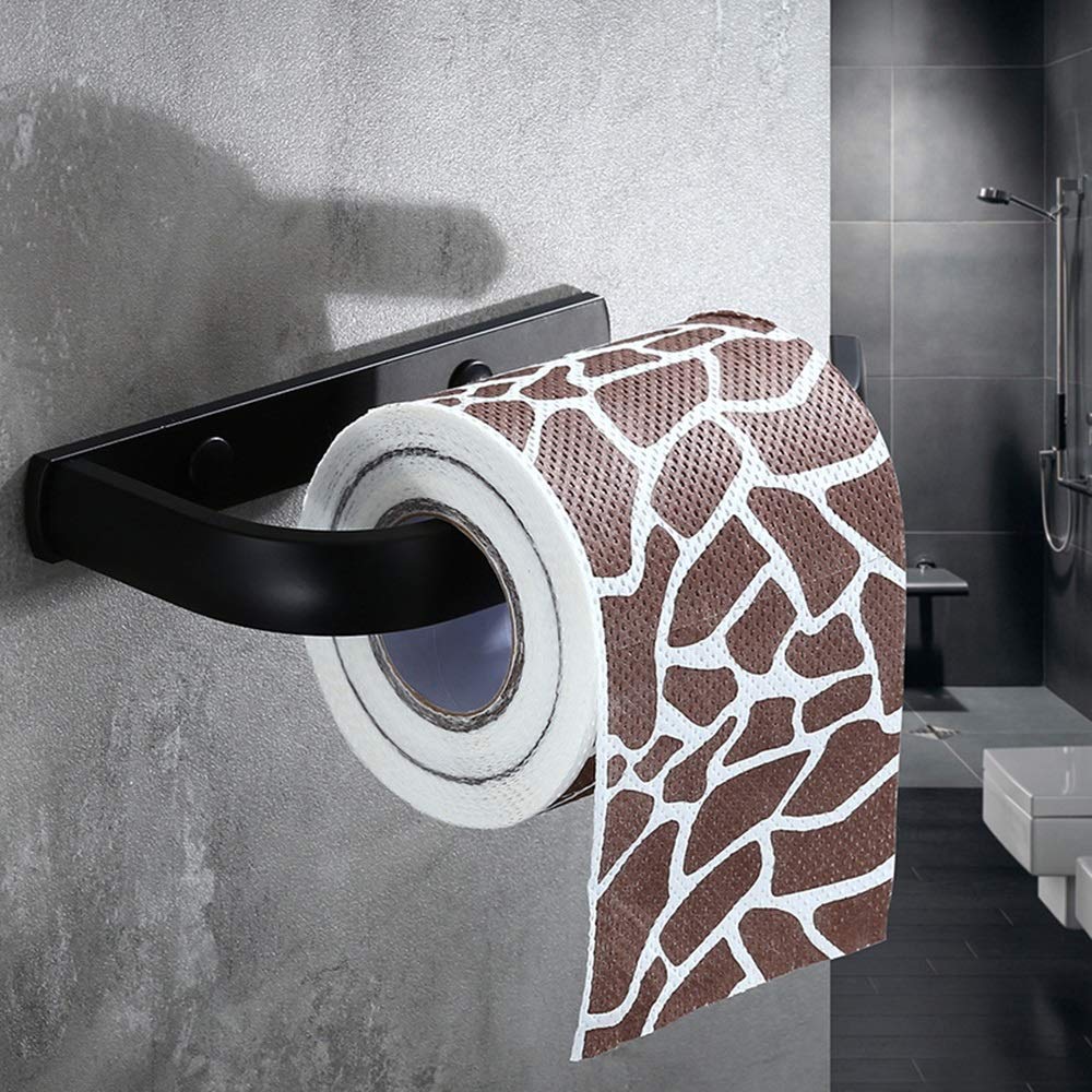 Premium Black Aluminum Toilet Paper Holder - Space Saving Bathroom Towel & Tissue Dispenser for Hotels & Homes - Durable European Style Bathroom Hardware for Modern & Luxury Spaces