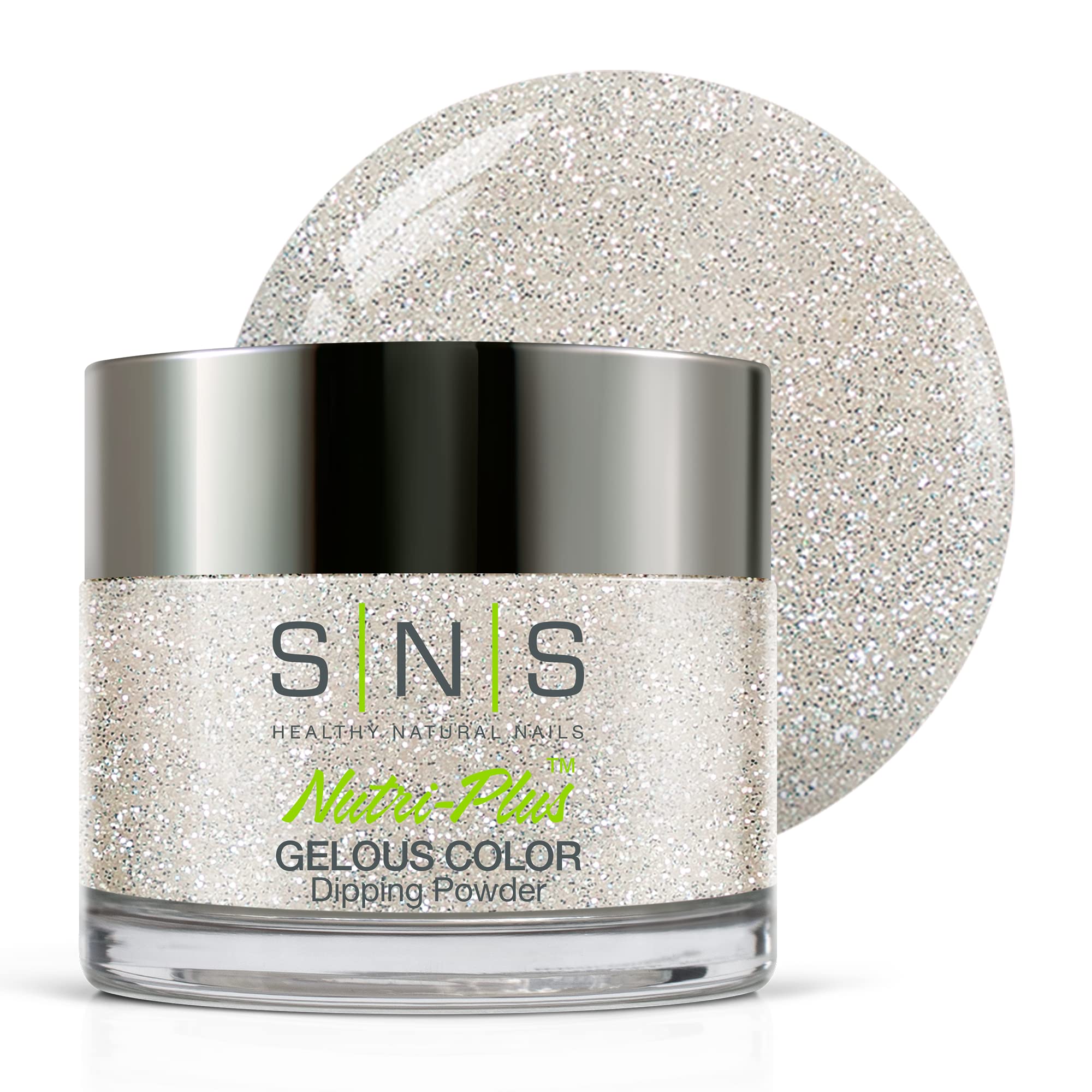 SNS Nail Dip Powder - Gelous Color Dipping Powder in Snowbasin (Metallic Silver) - 14 Days Long-Lasting Acrylic Nail Polish - Low Odor & No UV Lamp Needed - 1 oz - Perfect for Salon, Home Manicures & Nail Art Designs