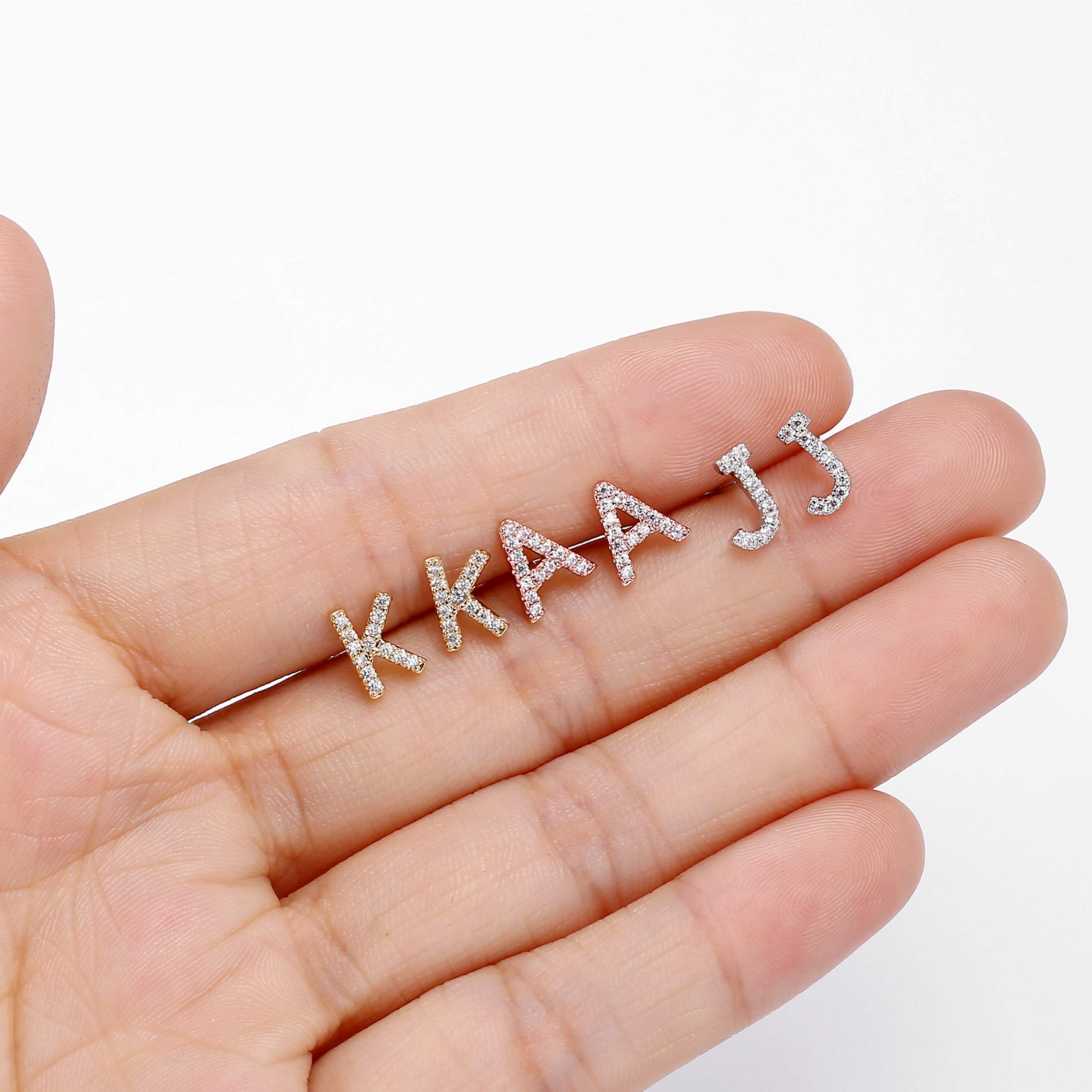 MONOOC Initial Stud Earrings for Women & Girls - Hypoallergenic S925 Sterling Silver Cubic Zirconia Letter Earrings | Birthday Gifts, Everyday Wear, Party Jewelry for Kids & Teens