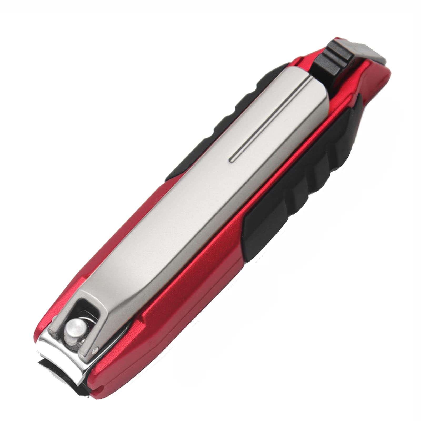 OUTHOME Stainless Steel Nail Clippers - Anti-Splash Design with Multi-Function (Nail Trimmer, Polisher & Phone Stand) - Perfect for Travel, Home & Office Use - Black & Red