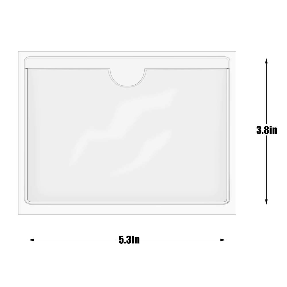 40 Pack Clear Plastic Self-Adhesive Index Card Holders with Top Open - 3.8 x 5.3 Inch Library Card Pockets Label Holders + 50 Colorful Index Cards - Perfect for Classroom Organization, Library Cataloging & Office Filing Systems
