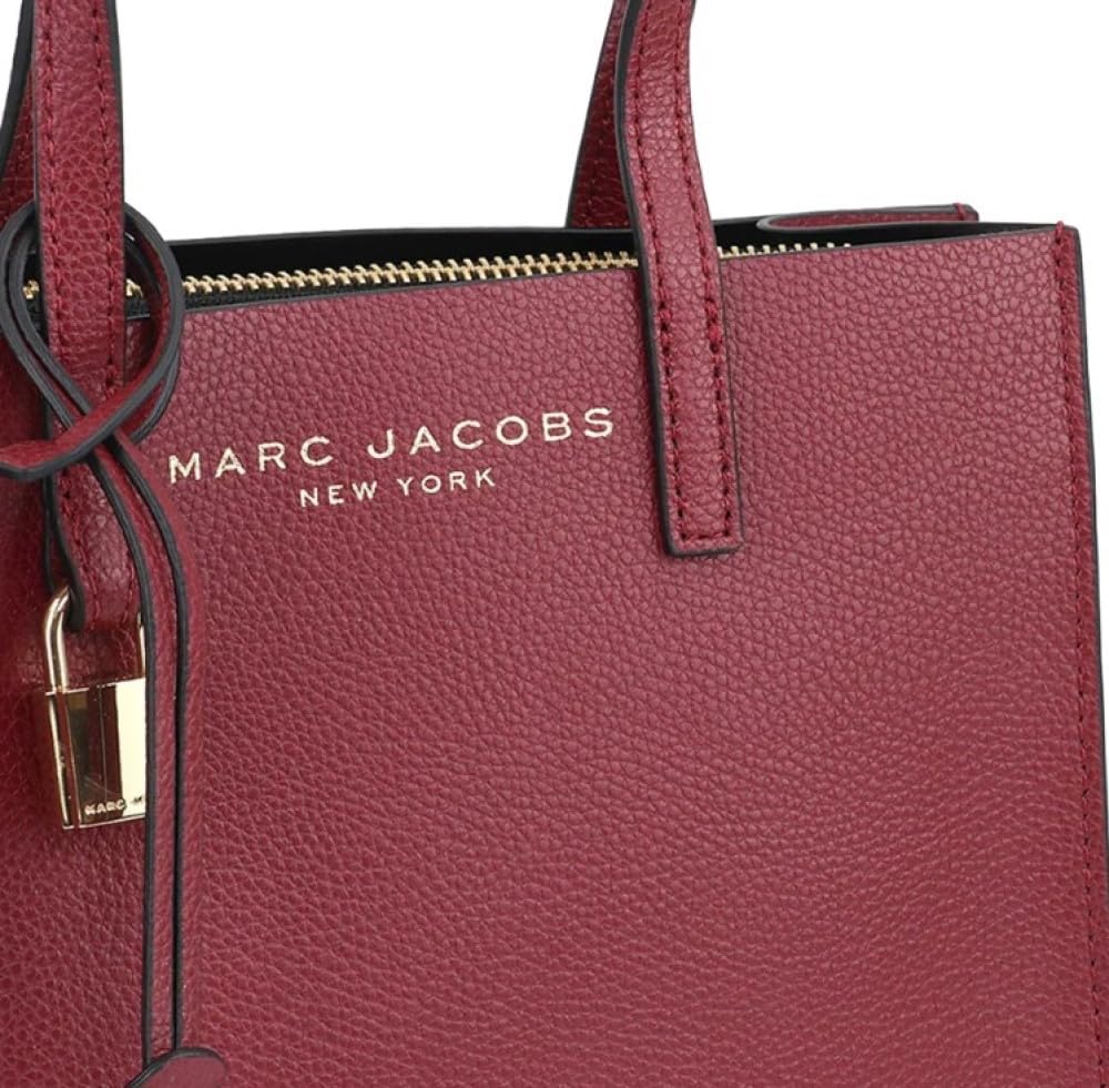 Marc Jacobs M0015685 Mini Grind Pomegranate Leather Tote Bag for Women - Gold Hardware, Small Crossbody Purse for Work, Travel & Everyday Use