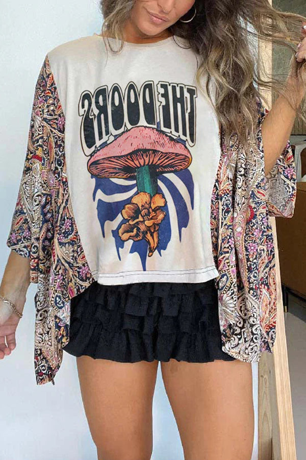 Stylish Ethnic Print Batwing Sleeve Loose Blouse - Boho Chic Women's Tunic Top for Casual Wear, Festivals & Vacation Outfits