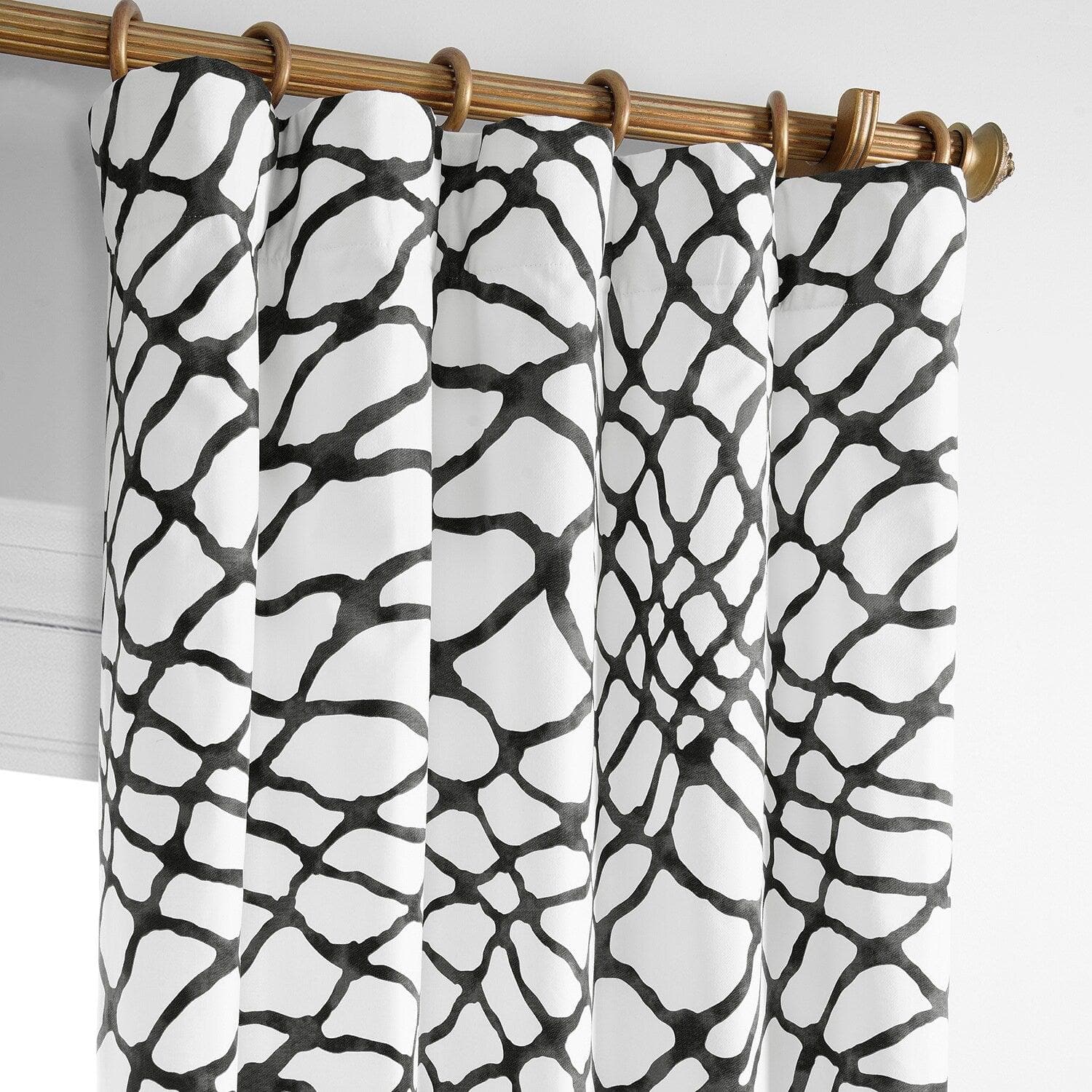 Ellis Black Abstract Printed Cotton Blackout Curtains for Living Room & Bedroom - Modern Window Treatment for Light Blocking & Privacy