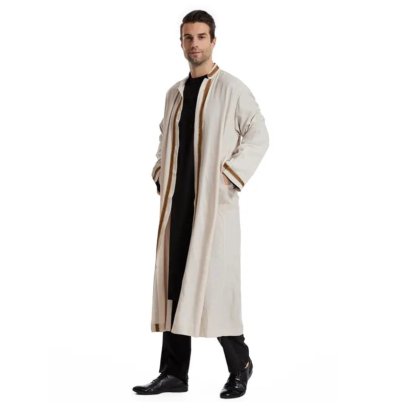 Premium Arab Men's Bisht Thobe - Traditional Open Cardigan Thobe for Special Occasions | Perfect for Weddings, Eid Celebrations & Formal Events