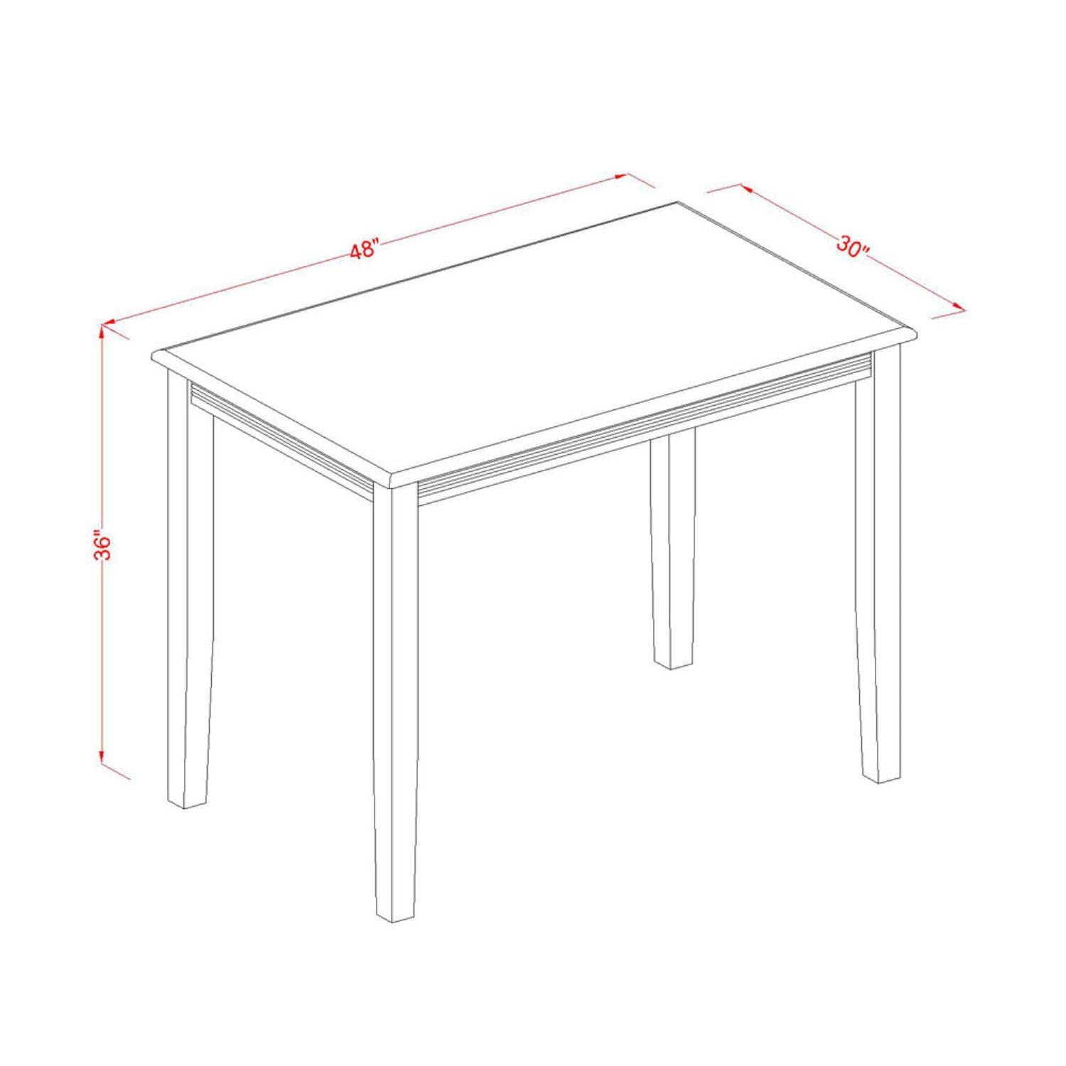 East West Furniture YAQU3-MAH-W 3-Piece Counter Height Dining Set - 30x48 Inch Mahogany Rectangle Kitchen Table with 2 Bar Stools for Small Spaces, Breakfast Nook & Apartment Dining
