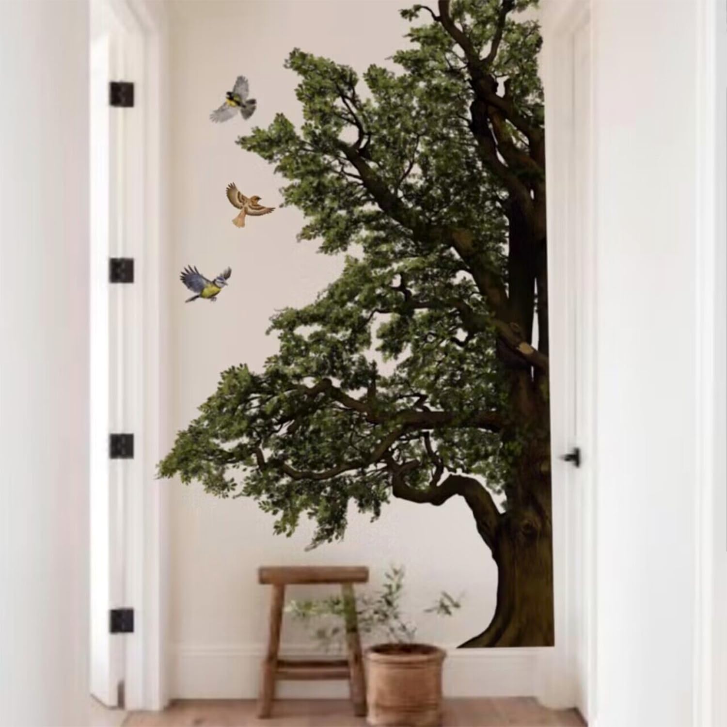 Funlife Original Hand Drawn Large Half Oak Tree Wall Decal - 62.2