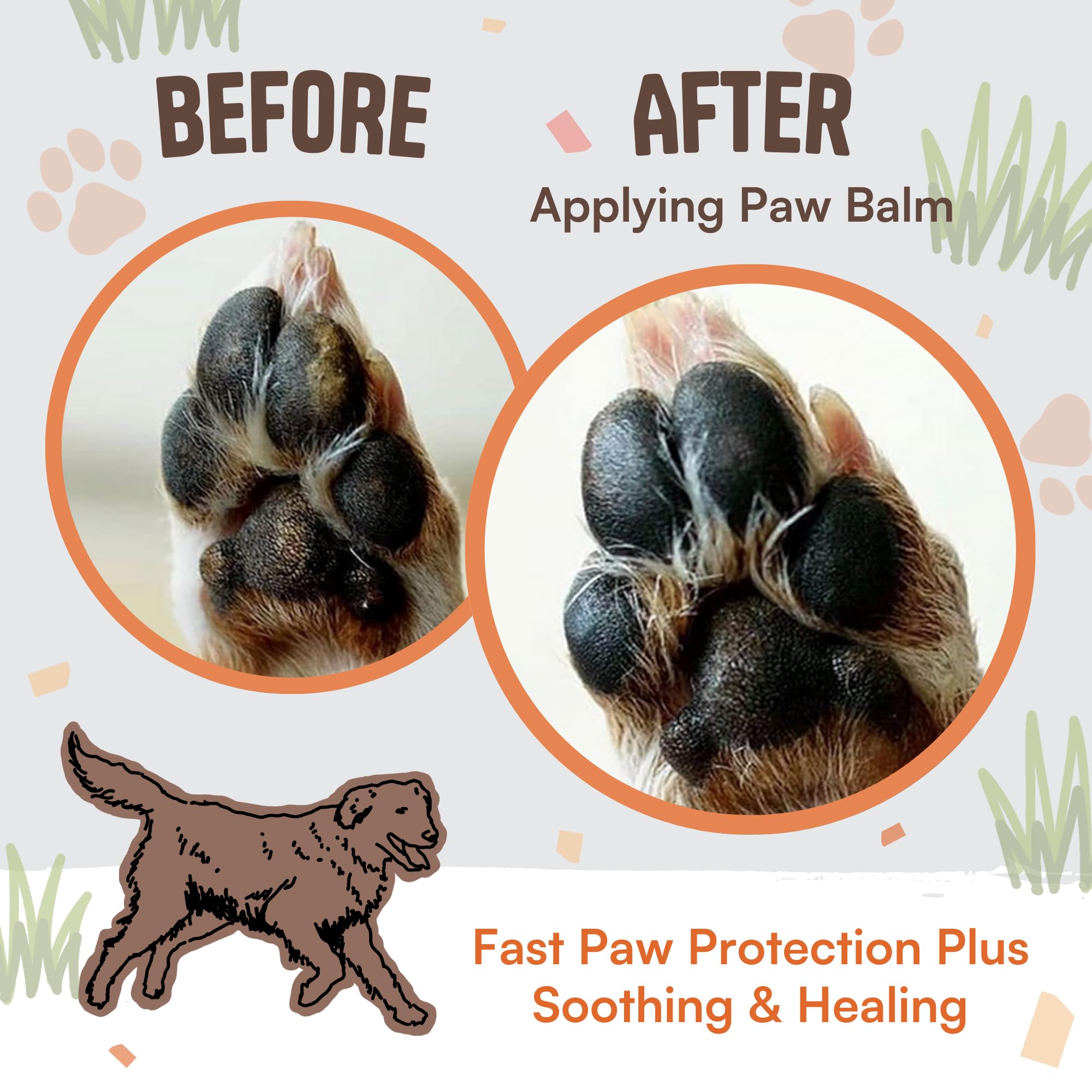 Organic Dog Paw Balm for Dry & Cracked Paws - 2.1oz Lick-Safe Nose & Paw Protector with Wheatgrass | Healing Moisturizer for Dogs & Cats | Perfect for Winter Protection & Outdoor Adventures
