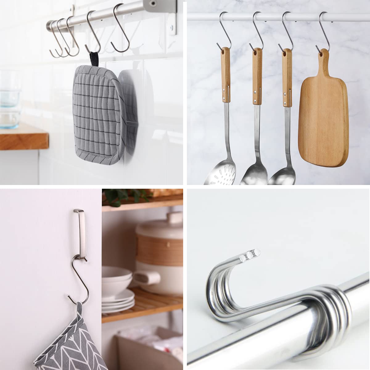 40-Pack Heavy Duty Stainless Steel S Hooks for Hanging Pots, Pans, Plants & More - Kitchen, Bathroom, Workshop & Garage Organization Hooks - Perfect for Mugs, Towels, Coats & Tools Storage