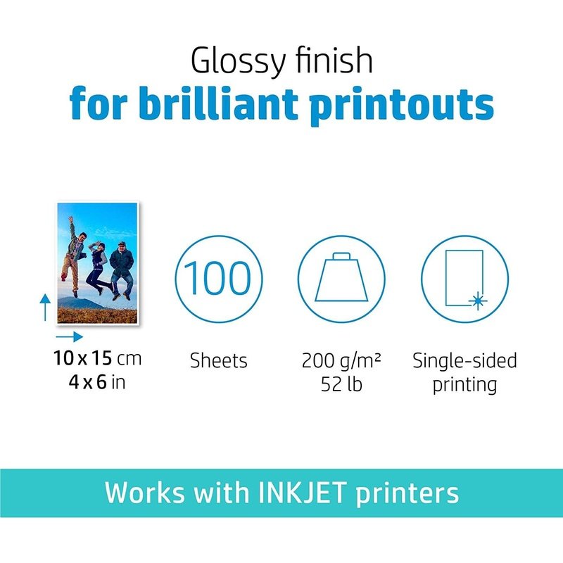 HP Everyday Photo Paper Glossy 100 Sheets (4x6 Inch) - Premium Quality for Home Printing, Photo Albums & Scrapbooking | CR759A