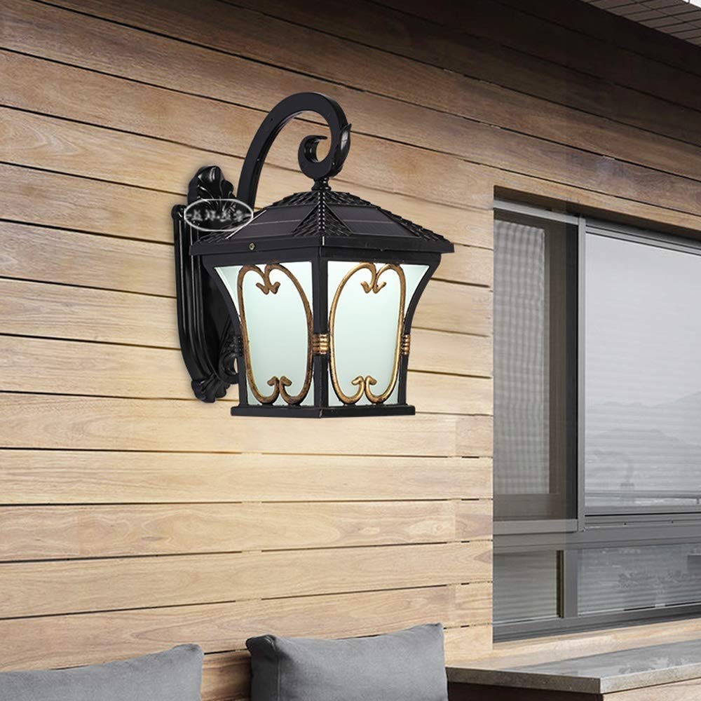 Solar Powered Outdoor Wall Light - IP55 Waterproof LED Wall Lamp for Garden, Balcony, Patio & Villa - Durable Aluminum & Glass Wall Sconce Lighting Fixture - Perfect for Pathway, Porch & Nighttime Reading