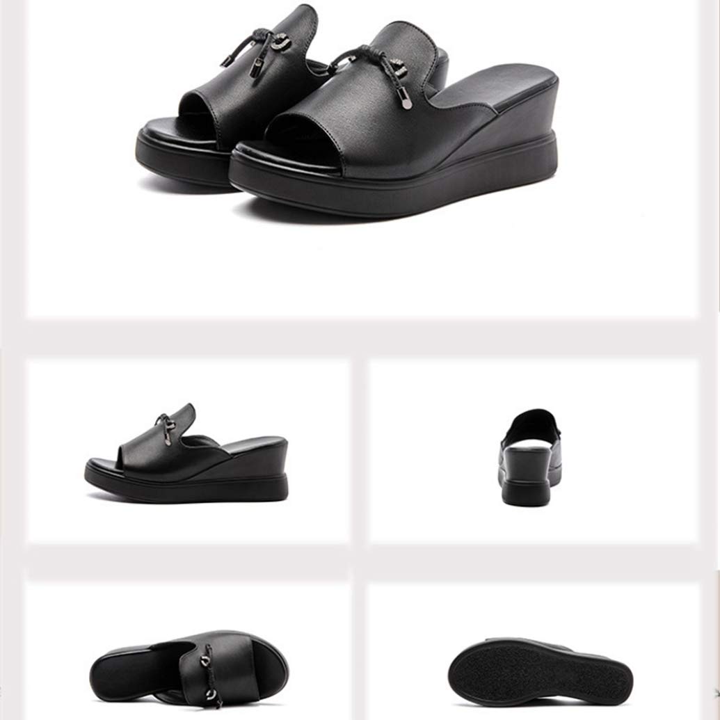 Women's Comfortable Platform Wedge Slide Sandals - Soft Faux Leather Open-Toe Summer Slippers with Cushioned Footbed | Perfect for Beach, Poolside, and Casual Outings