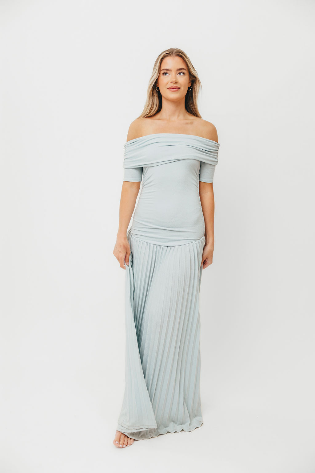 Lennox Maxi Dress in Dusty Blue - Flowy Long Summer Dress for Women, Beach Wedding & Vacation Outfit