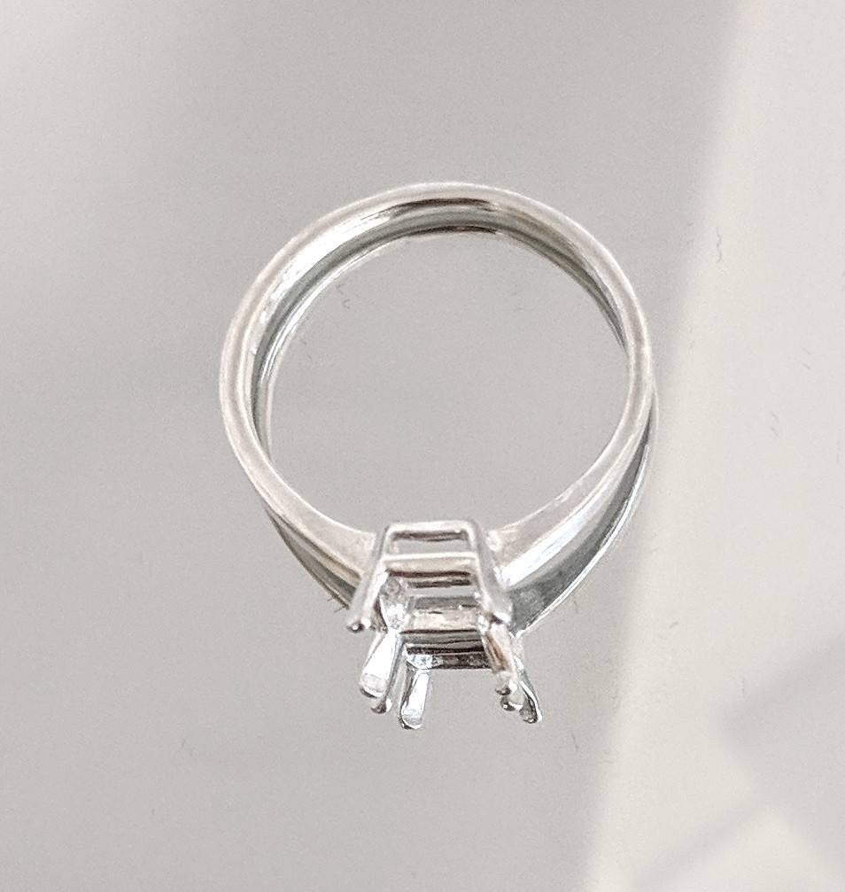 Sterling Silver Emerald Cut Pre-Notched Blank Ring Settings - 6x4mm, 7x5mm, 8x6mm - Sizes 6, 7, 8 - Perfect for DIY Jewelry Making, Engagement Rings, and Wedding Bands