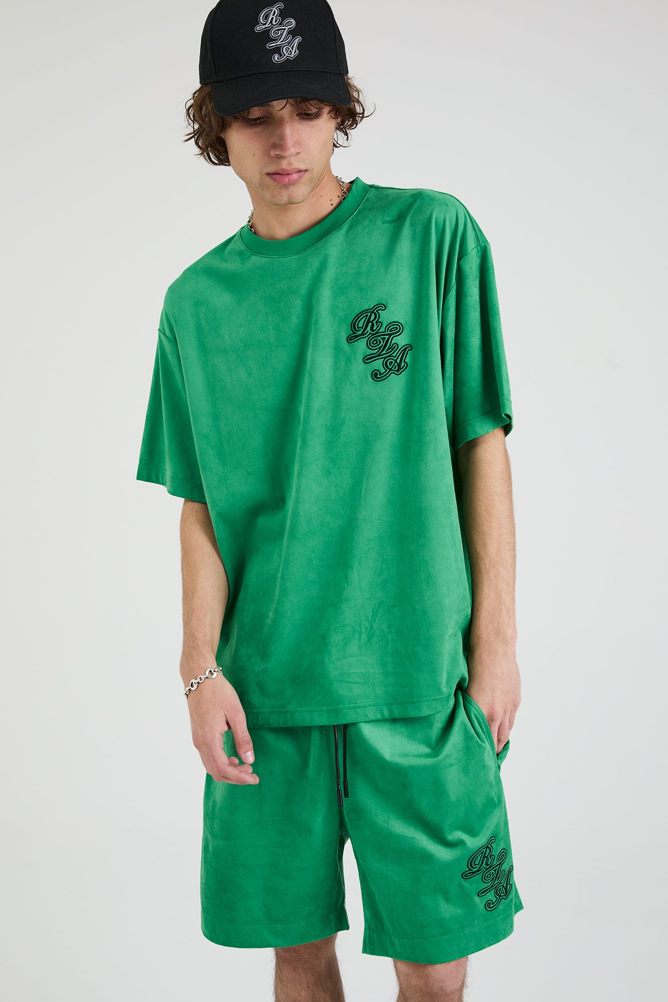Colin Oversized Short Sleeve T-Shirt for Men - Green Script Logo Graphic Tee | Casual Streetwear, Summer Outfit, Loungewear
