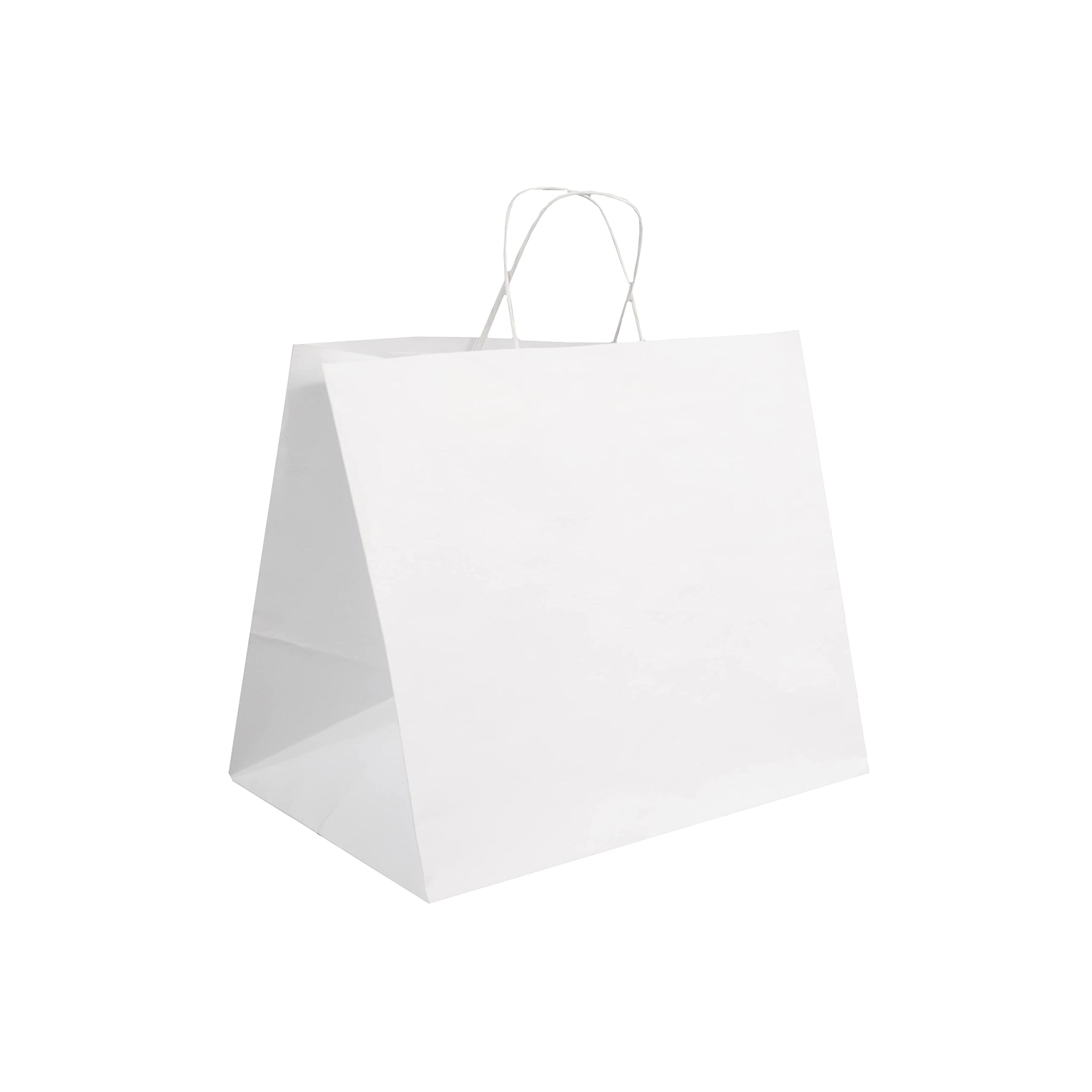 Premium 15x10x12 Inch Virgin Kraft Paper Gift Bags with Twisted Handles - Bulk Pack of 250 (White) | Eco-Friendly & Recyclable | Perfect for Retail Packaging, Wedding Favors, Party Gifts, Grocery Shopping & DIY Crafts