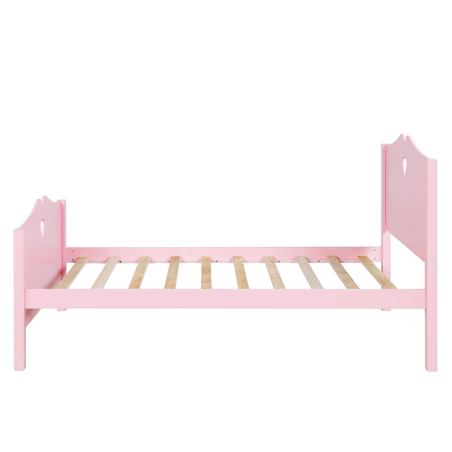 Merax Twin Bed Frame with Headboard and Footboard - Wooden Platform Bed for Kids, Guest Room & Girls Bedroom - Pink Twin Size Bed for Small Spaces, Dorm Rooms & Cozy Bedrooms