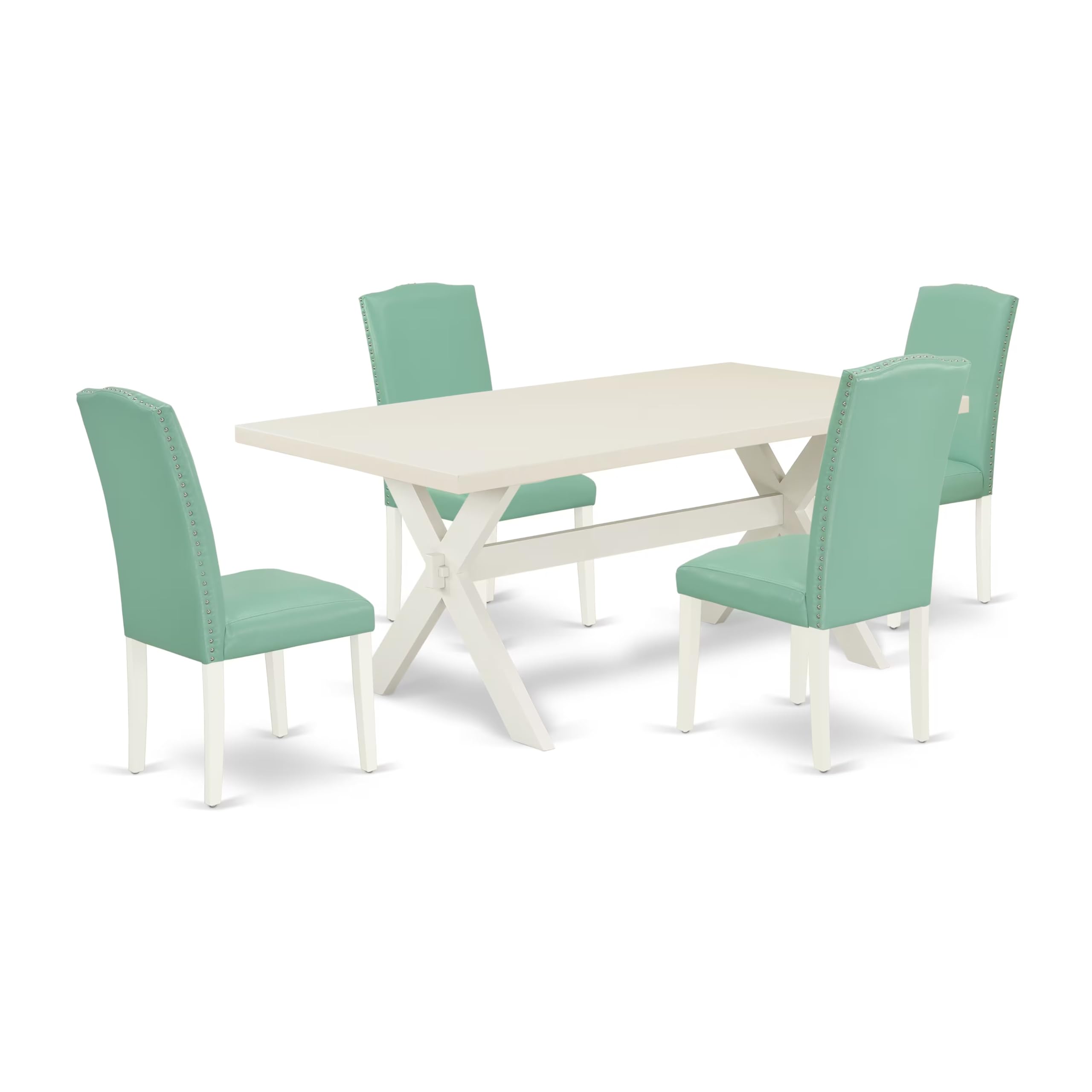 East West Furniture 5-Piece Kitchen Dining Set - 40x72 Inch Rectangle Table with X-Legs & 4 Faux Leather Chairs, Multi-Color | Perfect for Small Spaces, Breakfast Nooks, and Cozy Family Meals