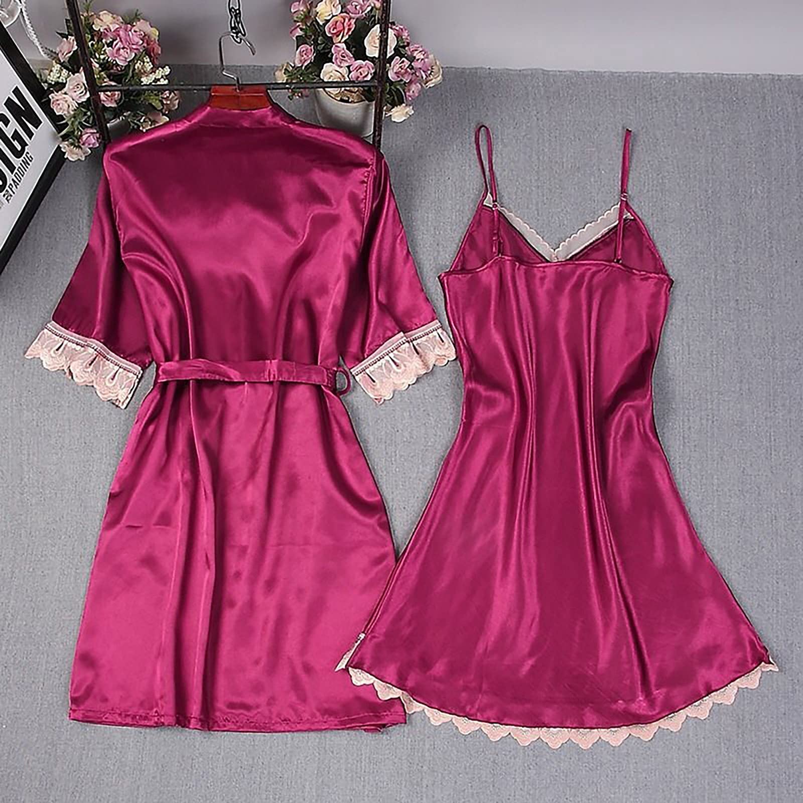 Sexy Women's Lingerie 2-Piece Set - Lace Garter & Robe with Deep V-Neck Bodysuit - Comfortable Cotton Nightwear for Romantic Nights & Special Occasions