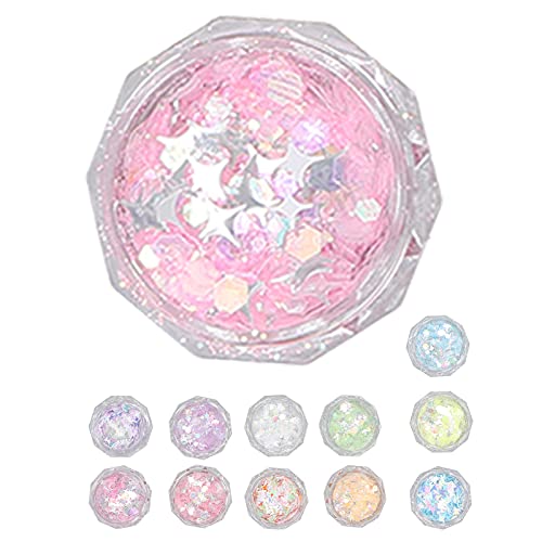 12pcs Nail Art Sequins & Glitter Set - DIY Manicure Decoration Kit for Nail Art, Crafting | Perfect for Home Salon, Party Nails, Gift Making & Professional Nail Design