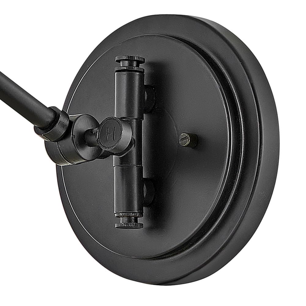 Hinkley Arti 3690BK-CL Medium Articulating Single Light Wall Sconce with On/Off Switch - Black Clear Glass Shade, Adjustable Arm & Removable Fabric Cord - Perfect for Bedroom, Hallway or Entryway Lighting