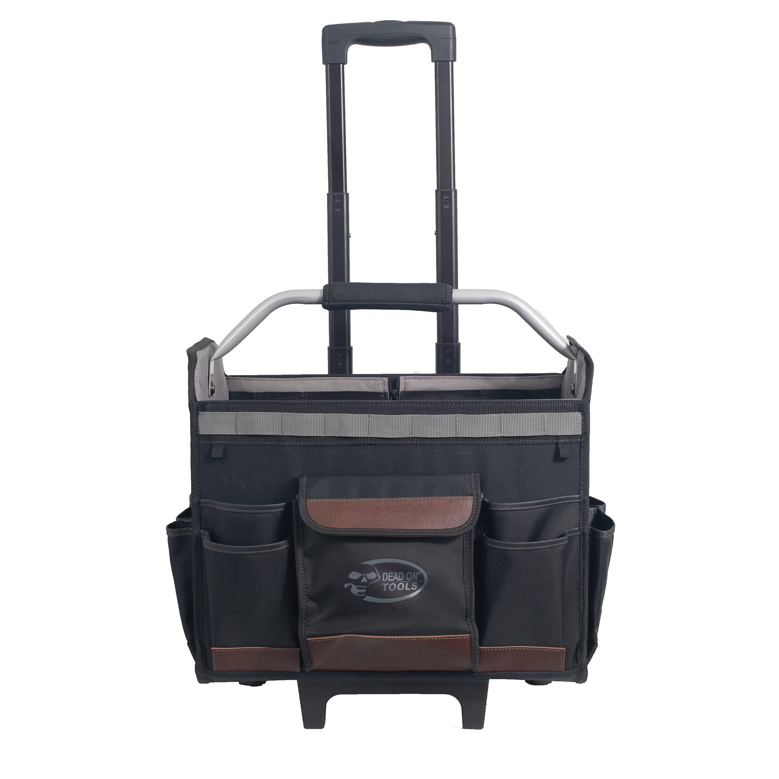 Dead On Tools 18-Inch Rolling Tool Tote with Extendable Handle - Heavy Duty Black Tool Storage Organizer for Contractors, Mechanics & DIY Projects | Workshop, Garage & Job Site Use