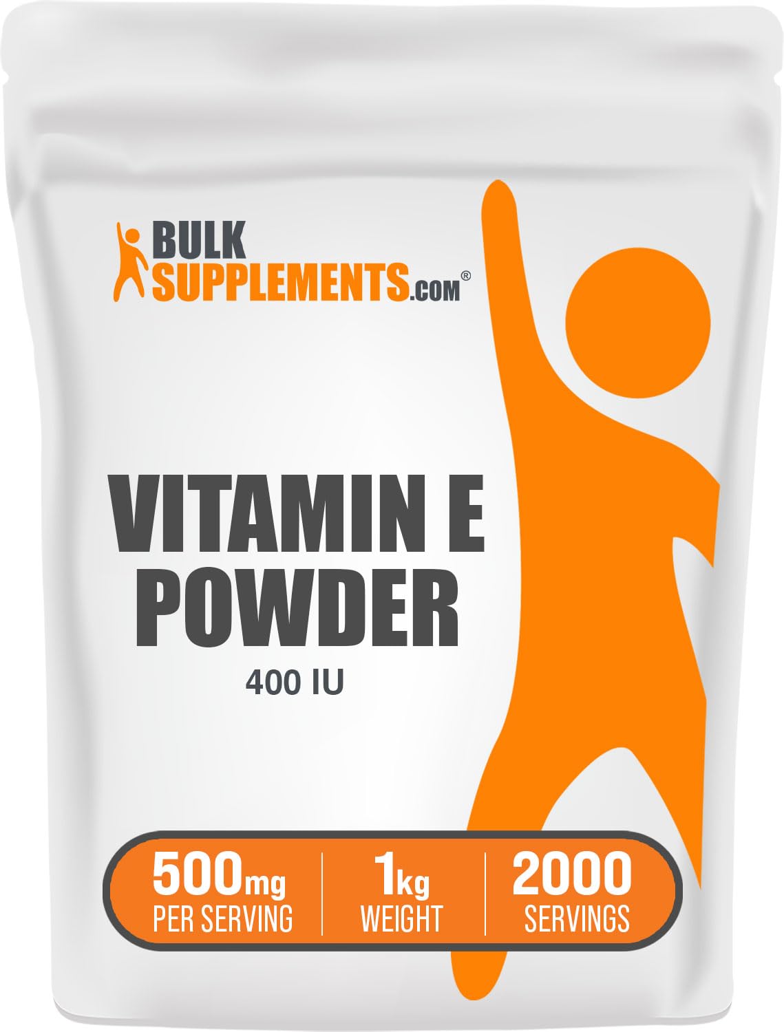 BulkSupplements Vitamin E 400 IU Powder - D-Alpha Tocopherol, Gluten Free Vitamin E Supplement, 500mg per Serving, 1kg (2.2 lbs) - Supports Skin Health, Immune System & Antioxidant Protection - Ideal for Smoothies, Baking & Daily Wellness Routine