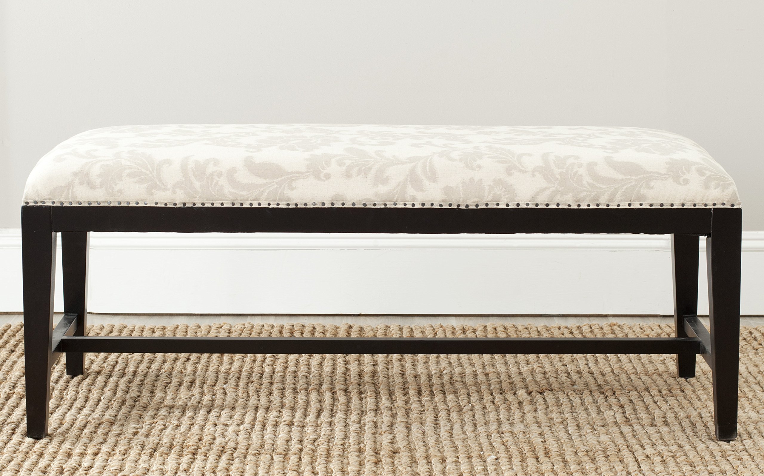Safavieh Mercer Collection Zambia Bench in Taupe and Beige - Stylish Entryway, Living Room, or Bedroom Seating Furniture