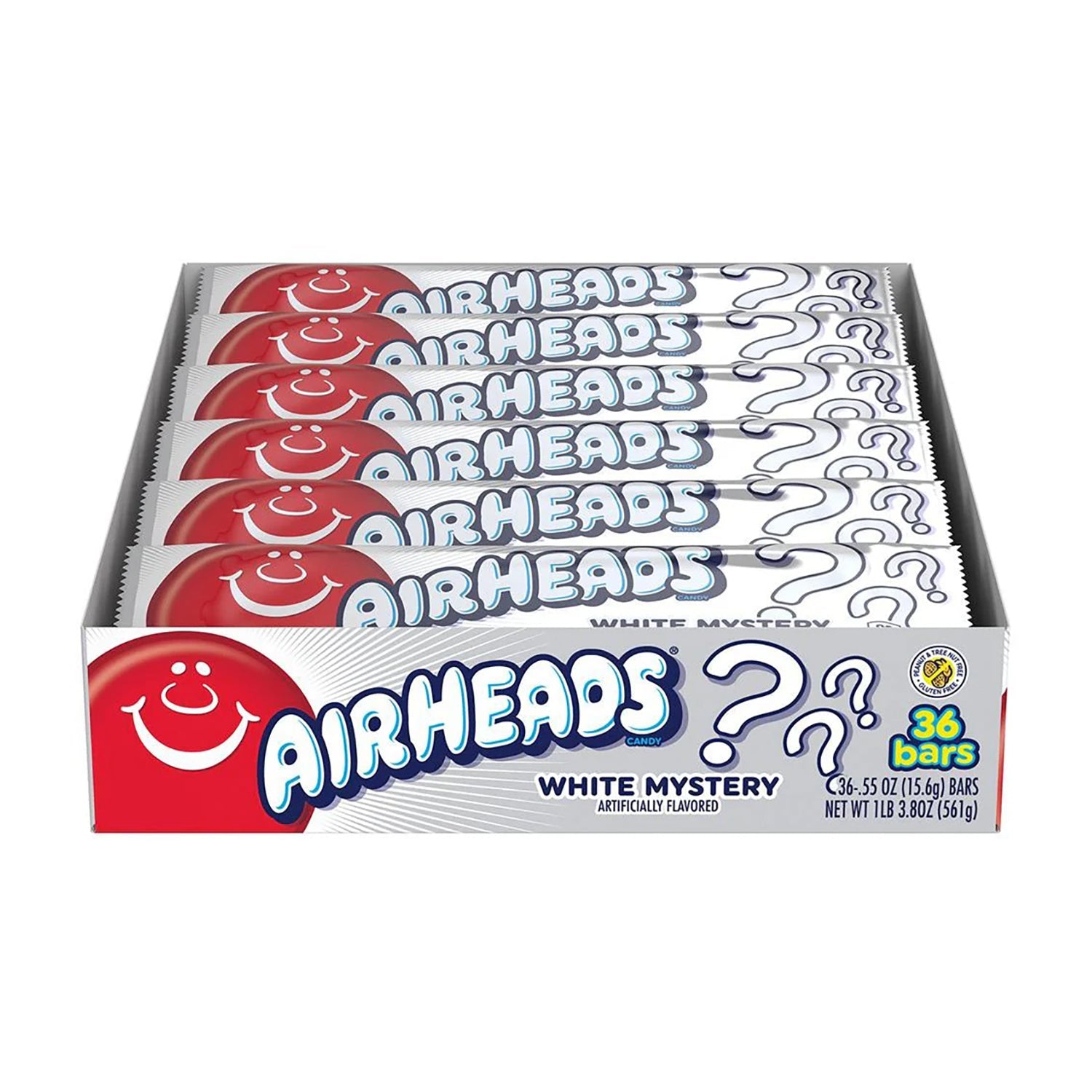 Airheads White Mystery Flavor Chewy Candy - 36 Count Box | Bulk Candy for Parties, Halloween, and Office Snacks