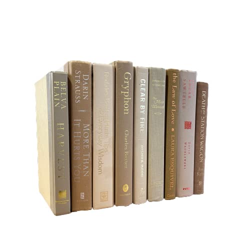 Vintage Tan & Beige Book Set of 5 - Decorative Books for Home Office Decor, Wedding Centerpieces, Photo Shoot Props & Interior Design Staging - Perfect for Bookshelves, Coffee Tables and Mantel Displays