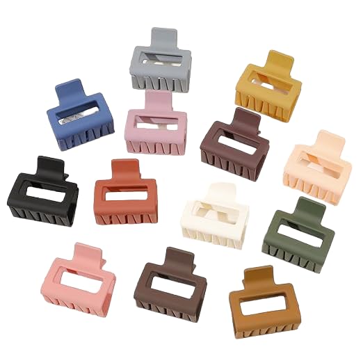 KK CREATIONS 12Pcs Small Square Hair Clips for Women & Girls - Mini Matte Tiny Hair Claws for Thin, Medium & Thick Hair - Perfect for Ponytails, Buns & Everyday Hairstyles