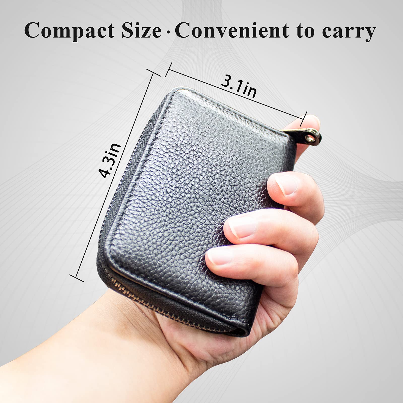 Teskyer Genuine Leather RFID Blocking Credit Card Wallet - Slim Zipper Card Holder with 20 Slots for Men & Women | Perfect for Travel, Business & Everyday Use