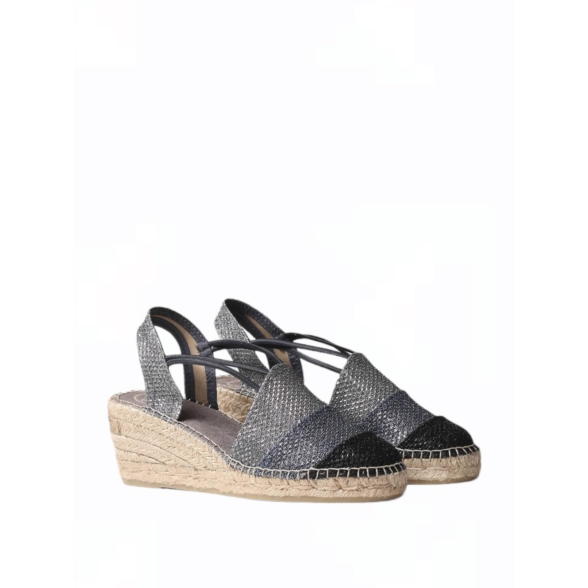 Women's Patchwork Shimmery Wedge Espadrille Sandals - Comfortable Summer Beach Shoes for Walking, Travel & Vacation Outfits