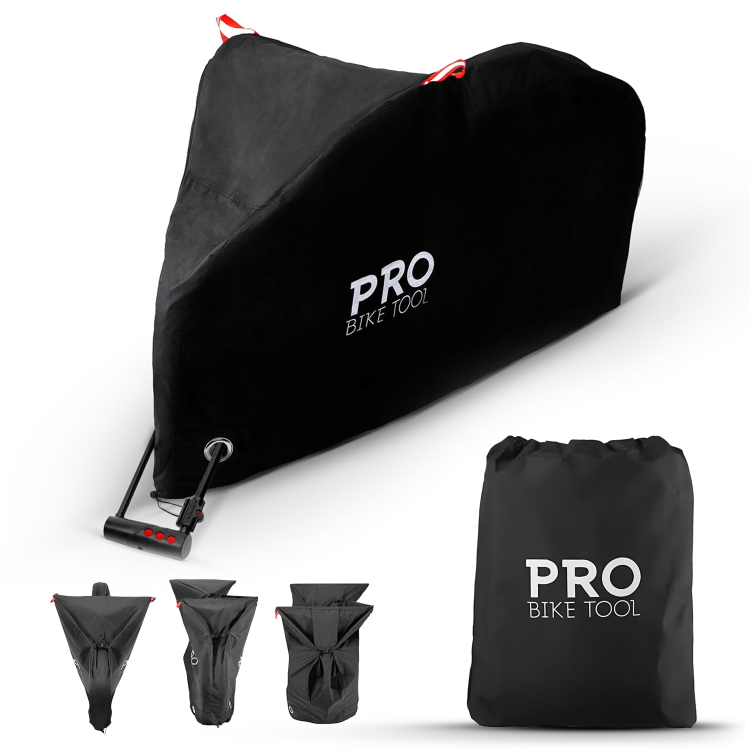 Pro Bike Tool Heavy Duty Bike Cover for Outdoor Storage - Waterproof, Anti-UV Ripstop Material - Fits Mountain & Road Bikes (Size L) - Perfect for Garage, Patio & Camping Protection
