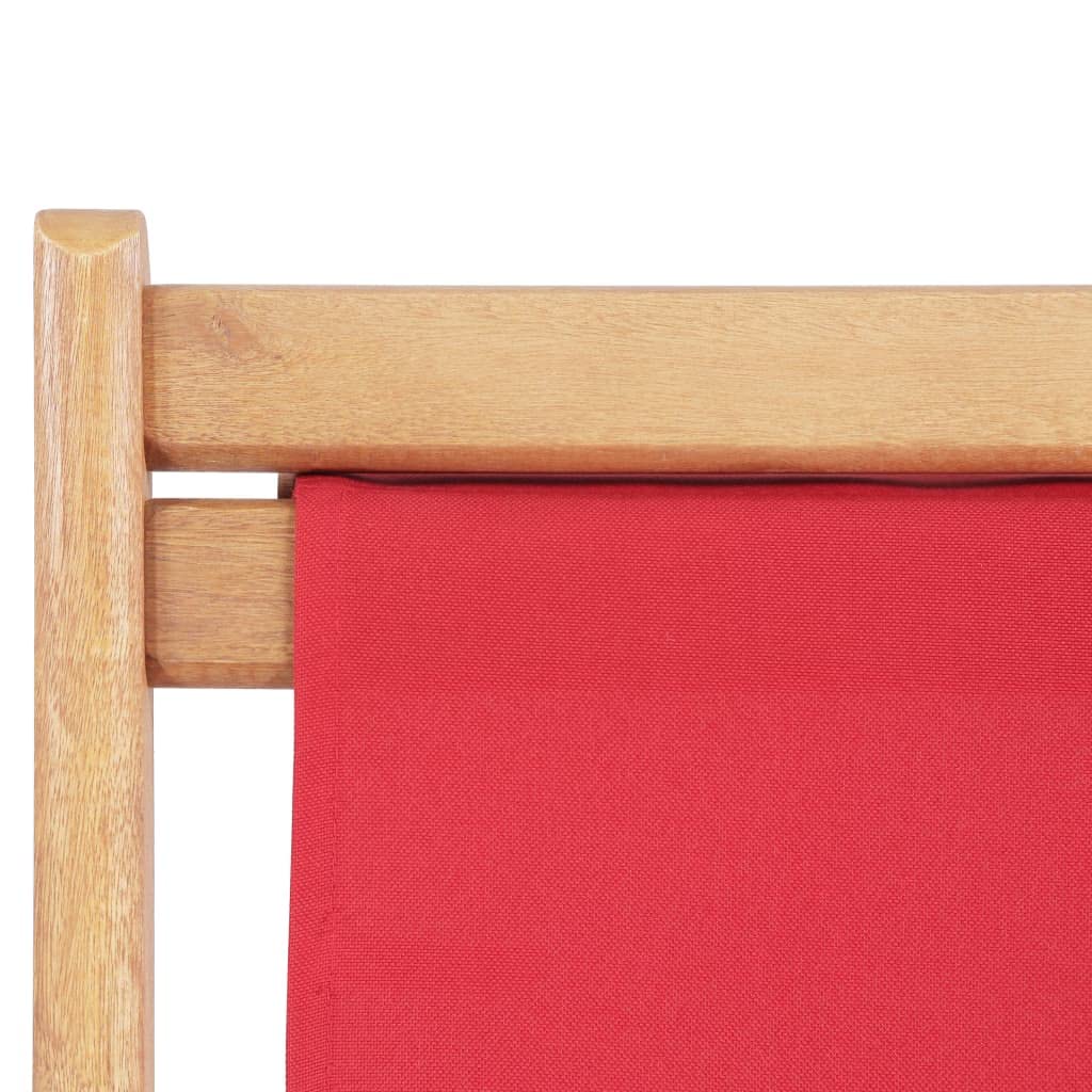 SKM Portable Folding Beach Chair with Wooden Frame - Lightweight, Durable & Comfortable Outdoor Lounge Chair for Beach, Camping, Picnic & Backyard (Red)