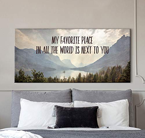 Next To You Couples Wall Art - Romantic Framed Canvas Painting for Bedroom Decor (42x19 Inches) - Perfect Above Bed Wall Decor for Couples, Large Modern Home Artwork for Master Bedroom & Living Room