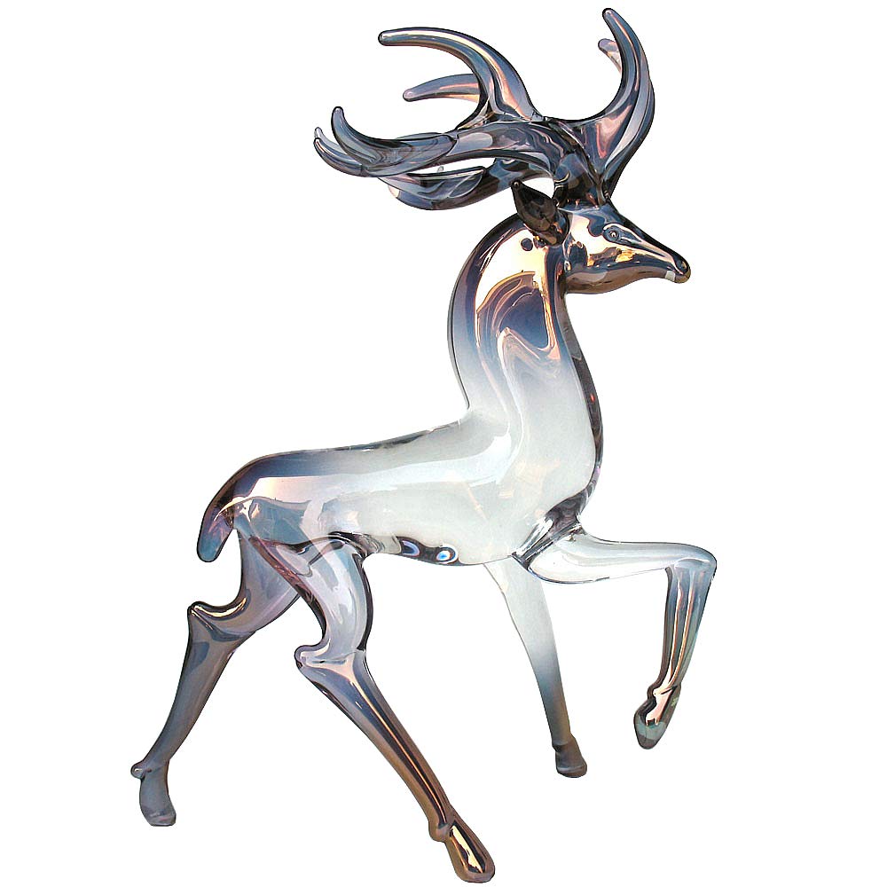 Hand Blown Glass Deer Figurine - Realistic Buck Statue for Home Decor, Christmas Ornament & Gift Idea - Perfect for Mantel, Shelf Display or Holiday Centerpiece