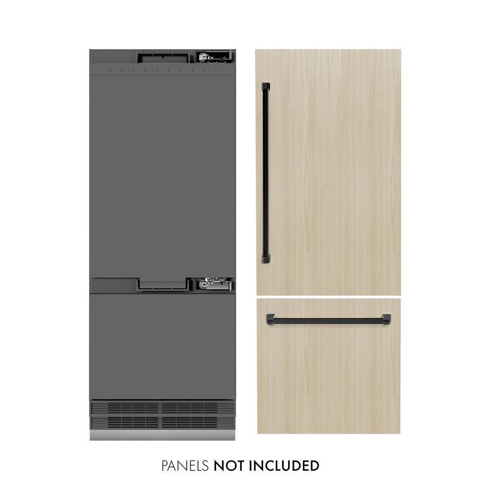 ZLINE GRBIVZ 30 MB 30-Inch Built-In Bottom Freezer Refrigerator - 16.1 cu.ft Capacity, Panel Ready, Water Dispenser & Ice Maker, Graphite Gray Interior with Matte Black Accents - Perfect for Modern Kitchens and Open-Concept Homes