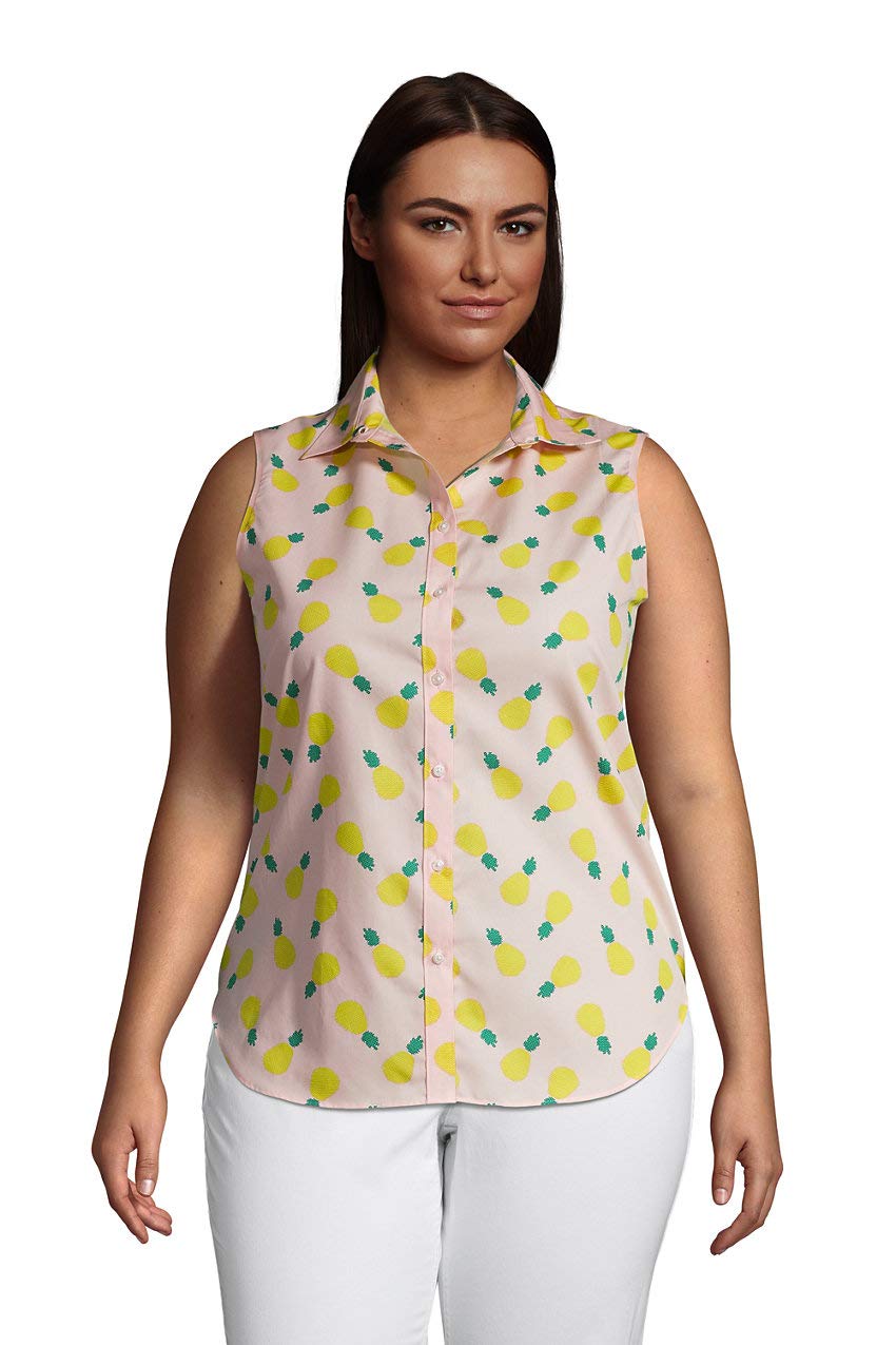 Lands' End Women's Sleeveless No Iron Shirt - Wrinkle-Free Blouse for Work & Travel | Comfortable & Easy Care Office Wear